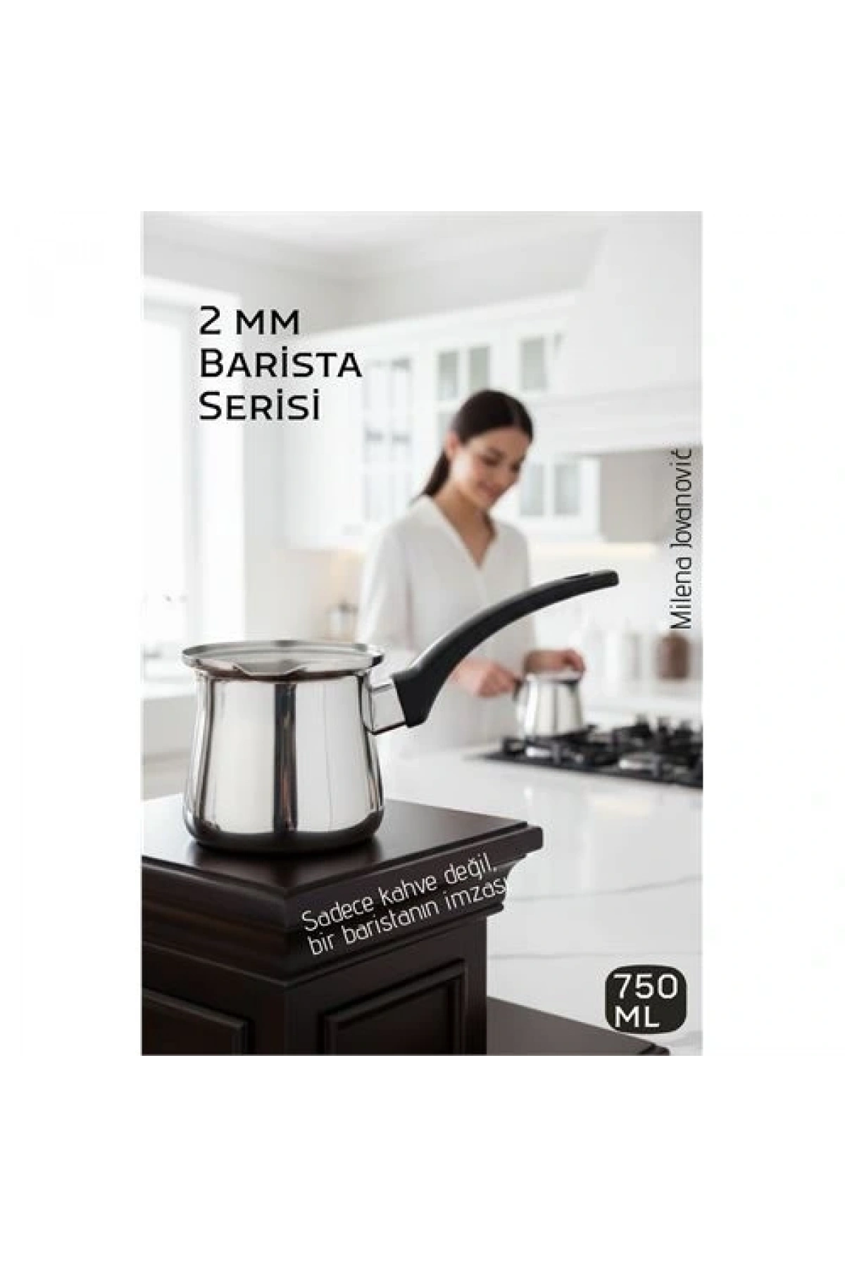 Premium 304 Paslanmaz Çelik Cezve 750 ml Profesyonel Barista Serisi, Isıya Dayanıklı Sap