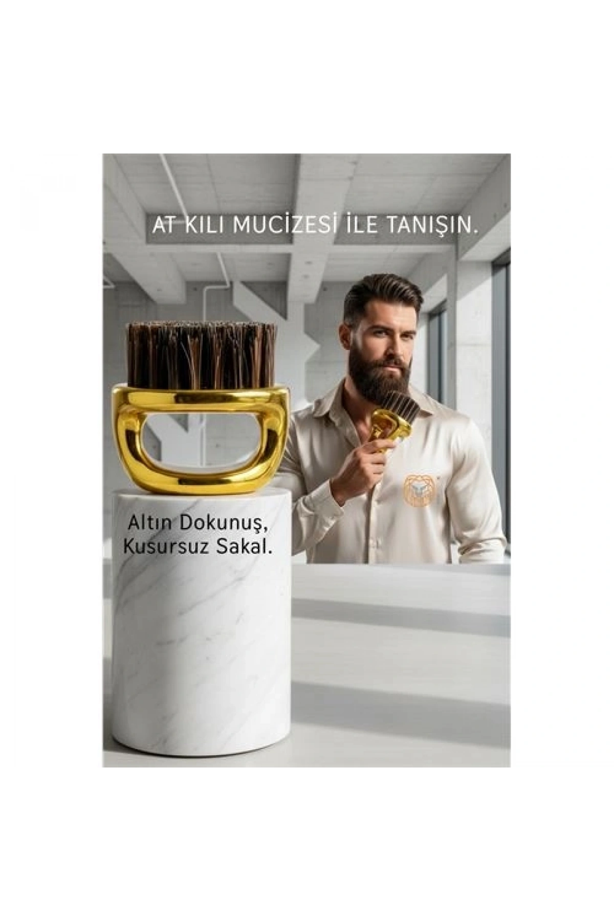 Premium Gold Serisi At Kılı Sakal Tarama Fırçası - Profesyonel Bakım ve Şekillendirici