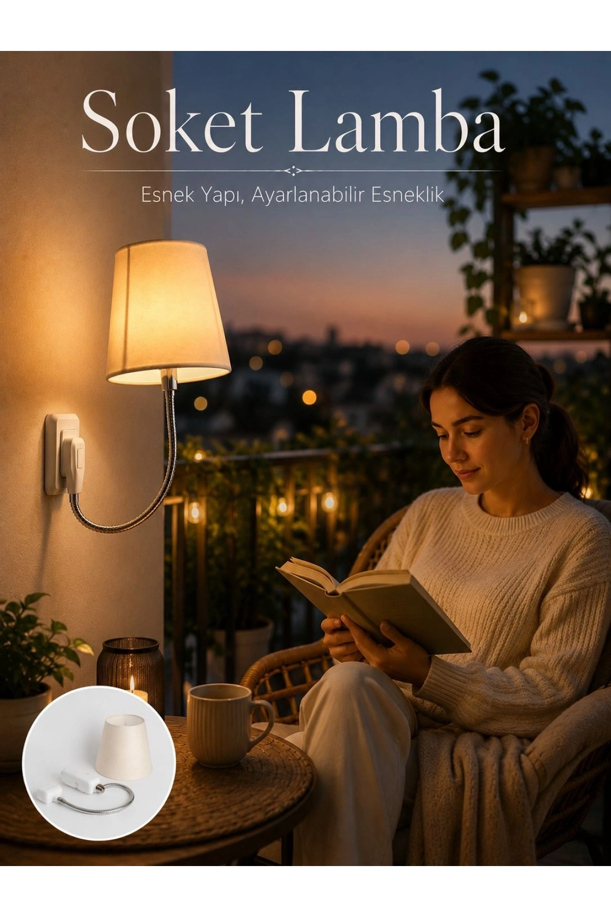 Priz Lambası Esnek Kollu Yatak Başı Aydınlatma