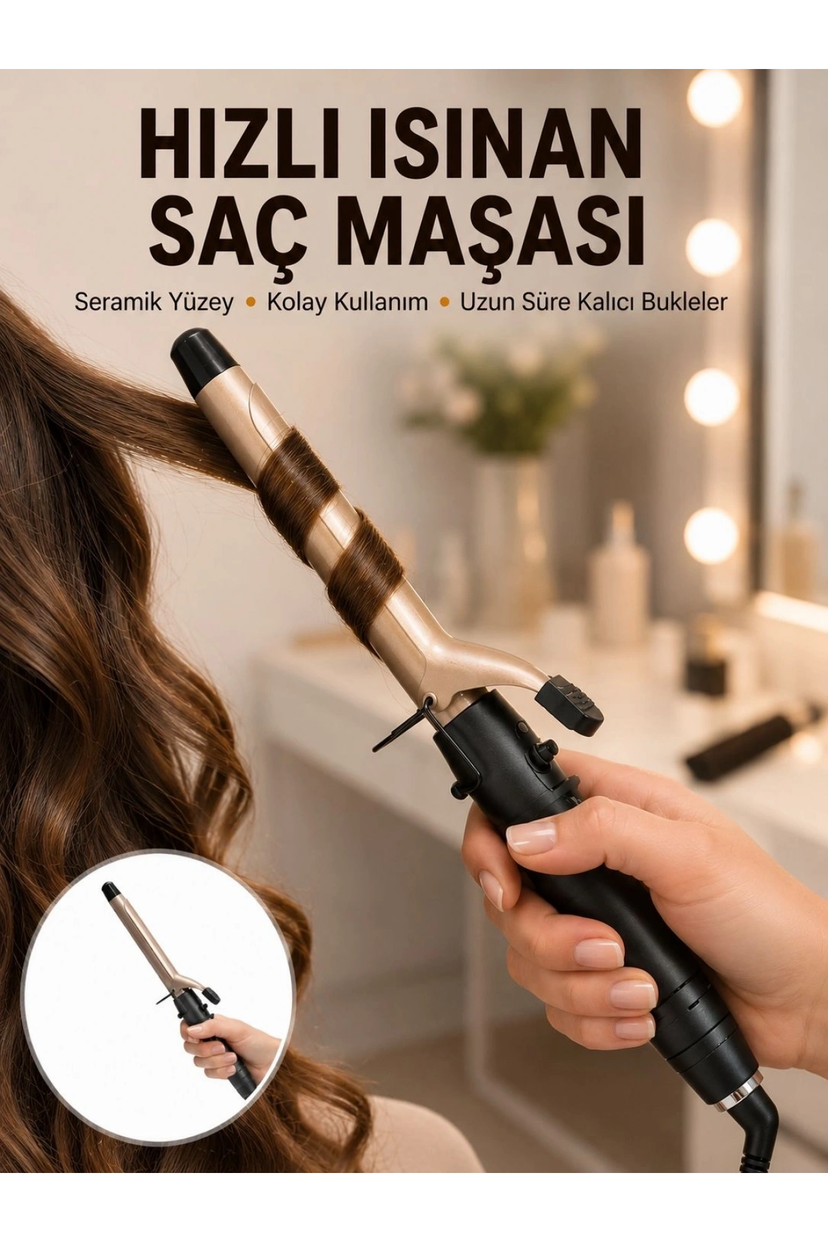 Profesyonel 25 mm Saç Maşası Kalın Bukle Etkili Yeni Nesil