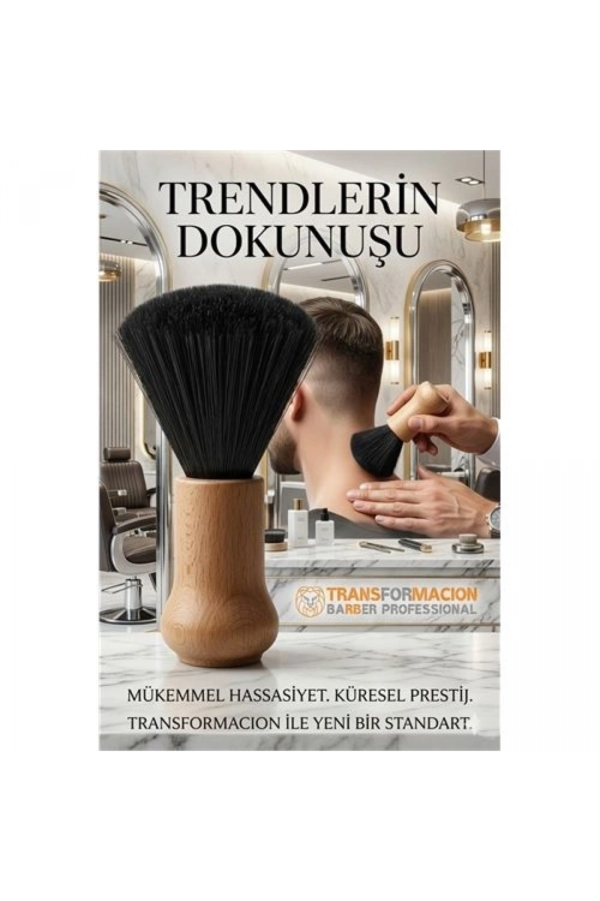 Profesyonel Ahşap Saplı Berber Ense Fırçası - Lüks Seri 722959
