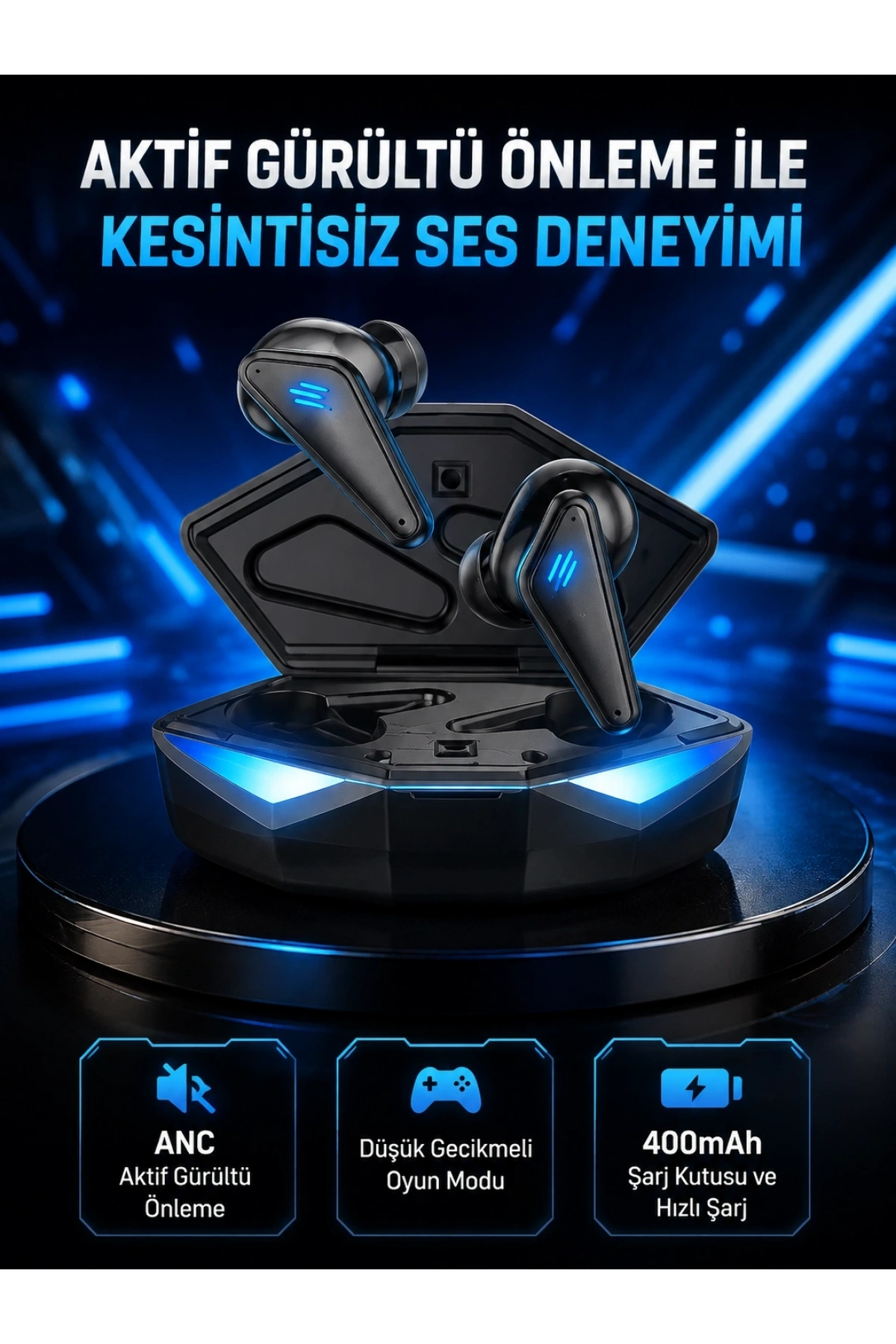 Profesyonel Bluetooth 5.0 Kulaklık – Dokunmatik Kontrol, 3D Surround Ses