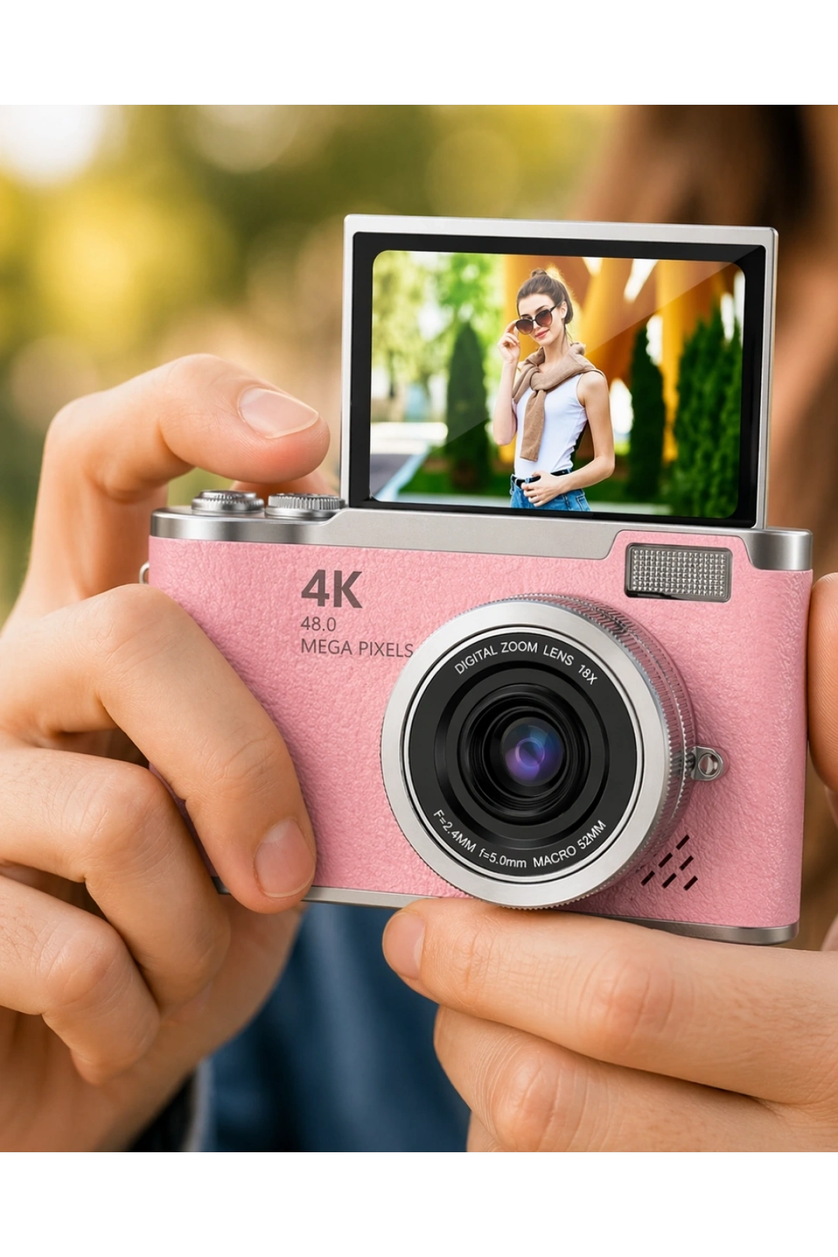 Profesyonel Çekim İçin 48 MP Kamera 18x Zoom Flip Ekran Dijital Kamera