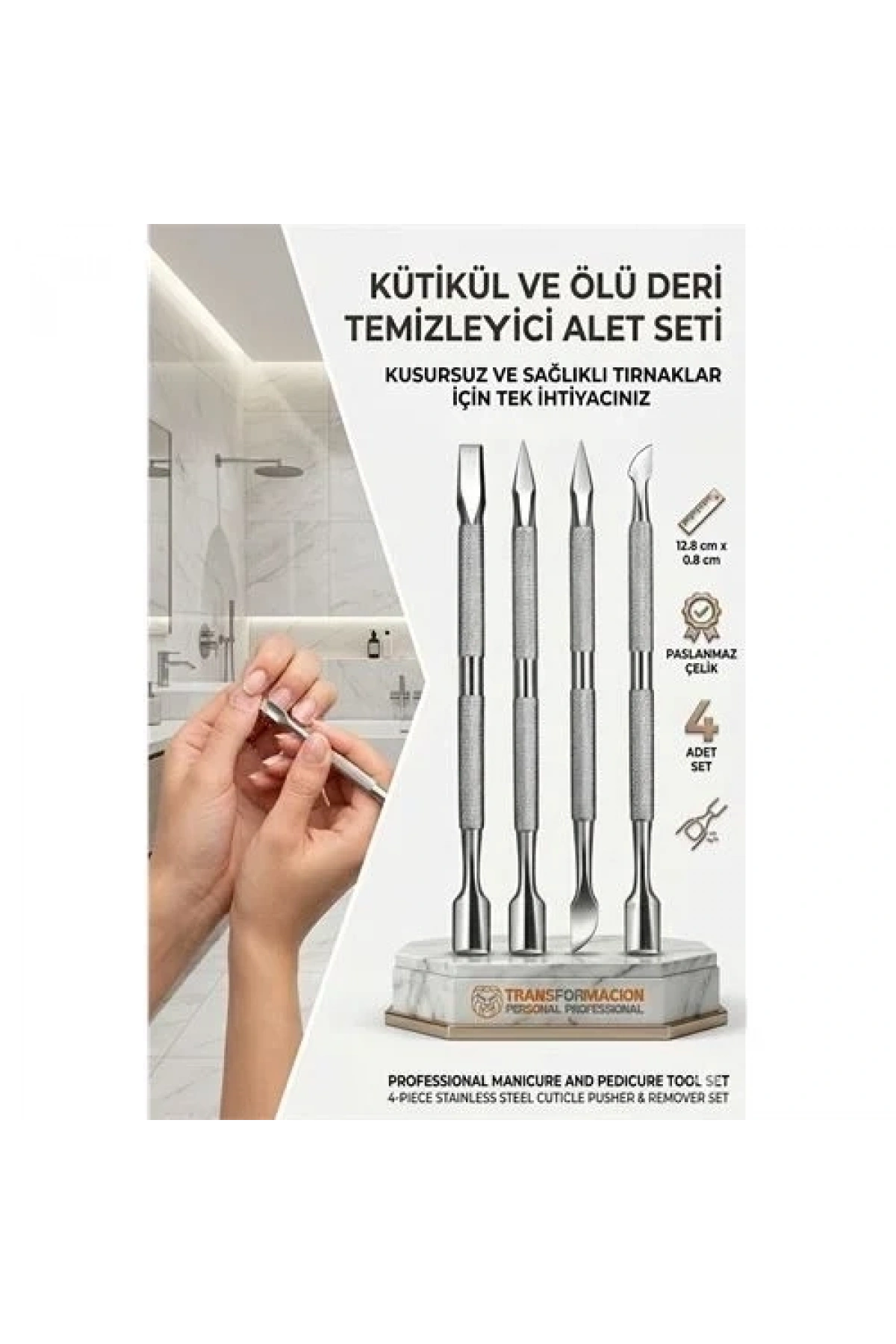 Profesyonel Çelik Kronk Seti Tırnak Temizleyici Et İtici  Ve Temizleyici 723170