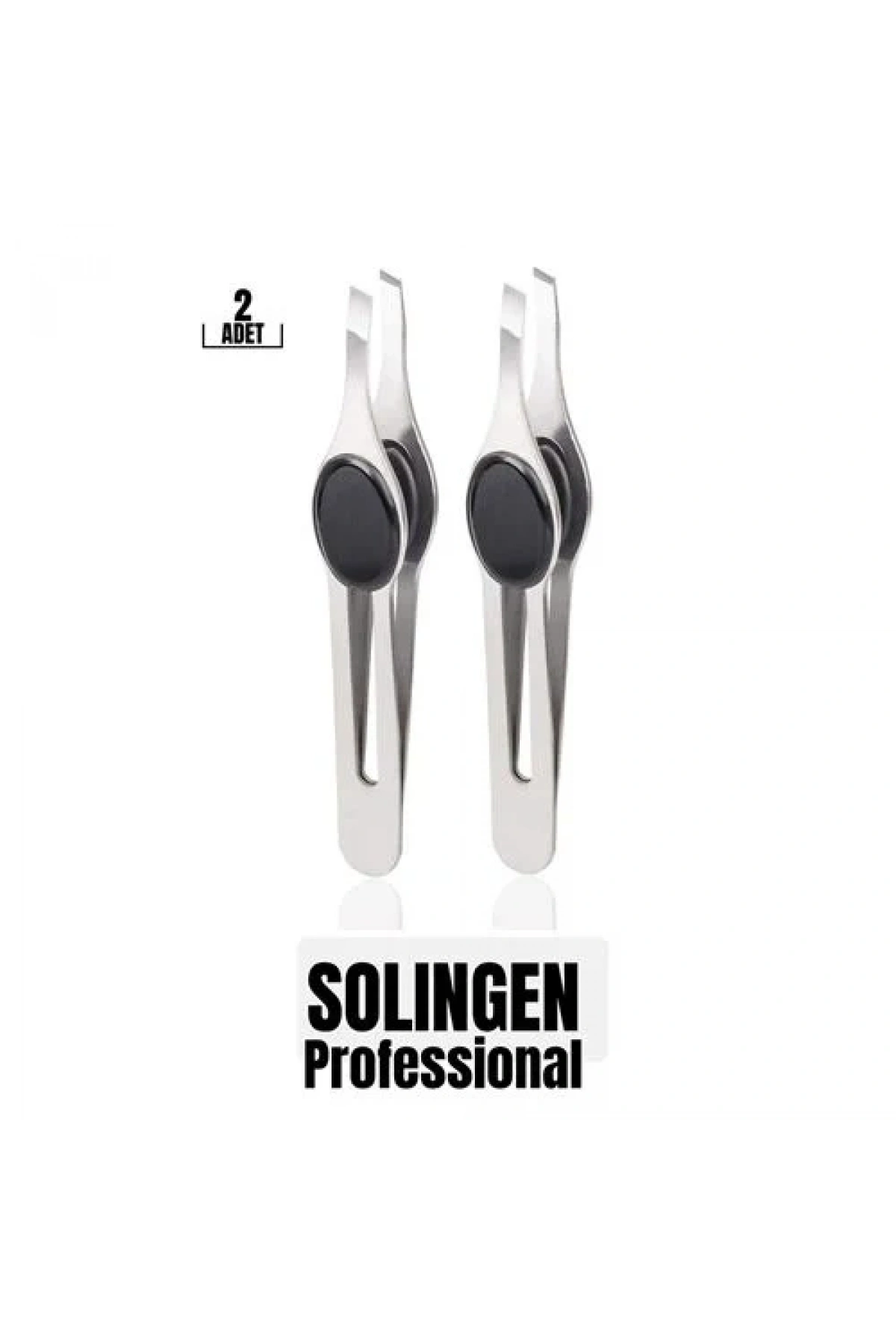 Profesyonel Kaş Cımbızı 2li Set  Çelik Düz Uçlu Tüy Alma Cımbızı Solingen Professional 718965