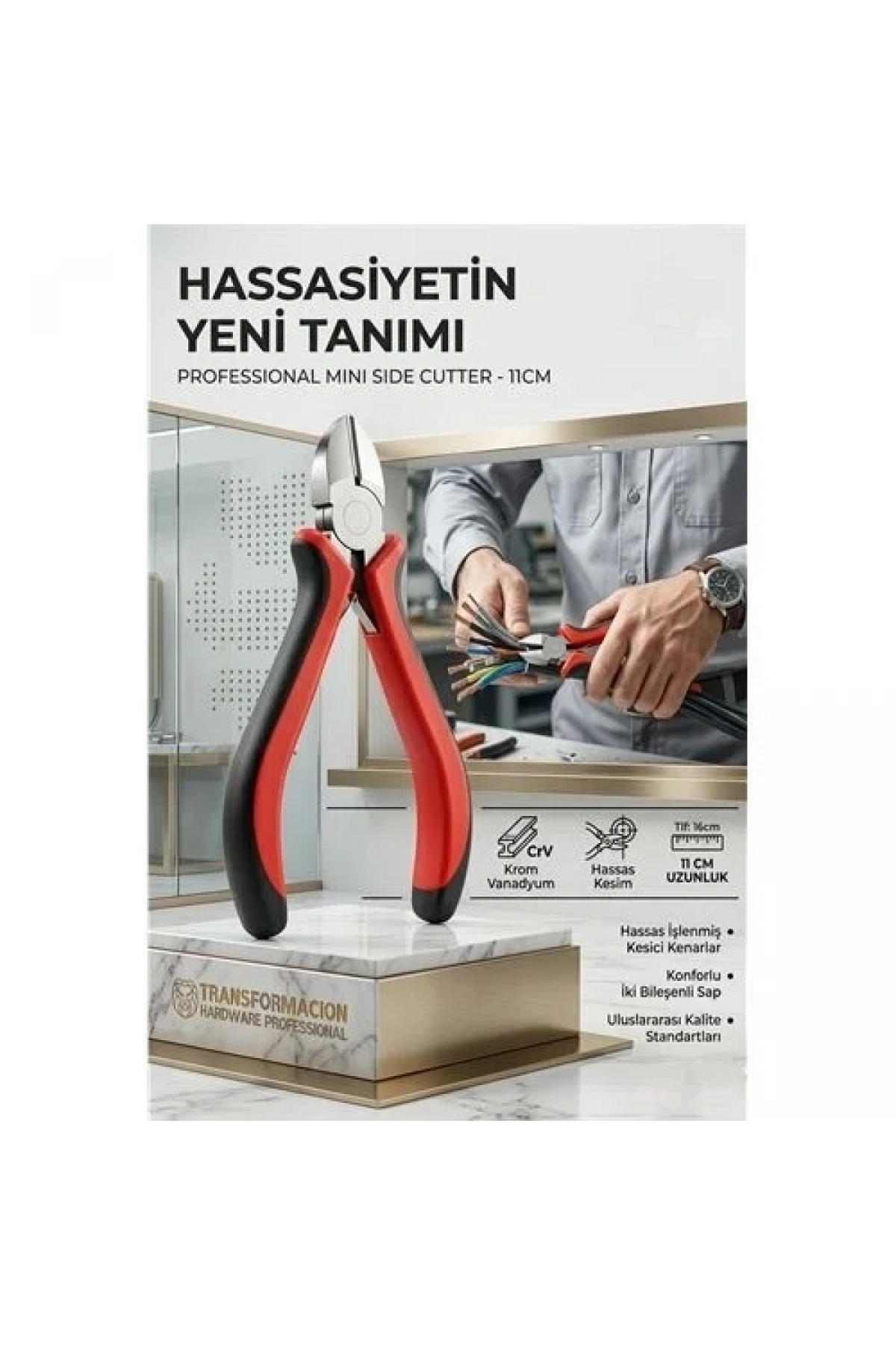 Profesyonel Krom Vanadyum Mini Yan Keski | 11cm Hassas Kesim Gücü 426977