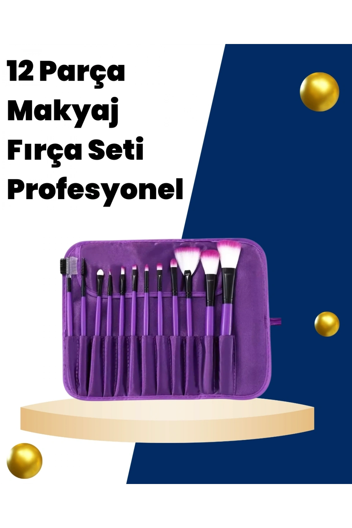 Profesyonel Makyaj Uygulamalarına Özel 12 Parça Kompakt ve Hafif Makyaj Fırça Seti