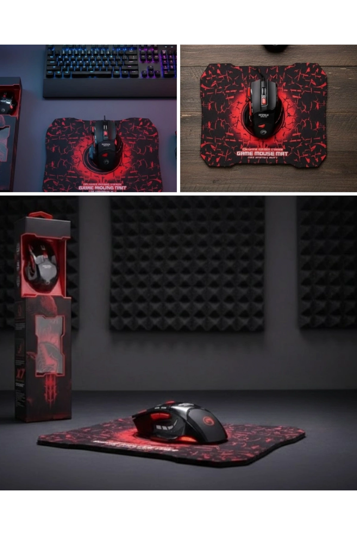 Profesyonel Oyuncu Mouse Seti Dokuma USB Kablolu RGB Aydınlatmalı