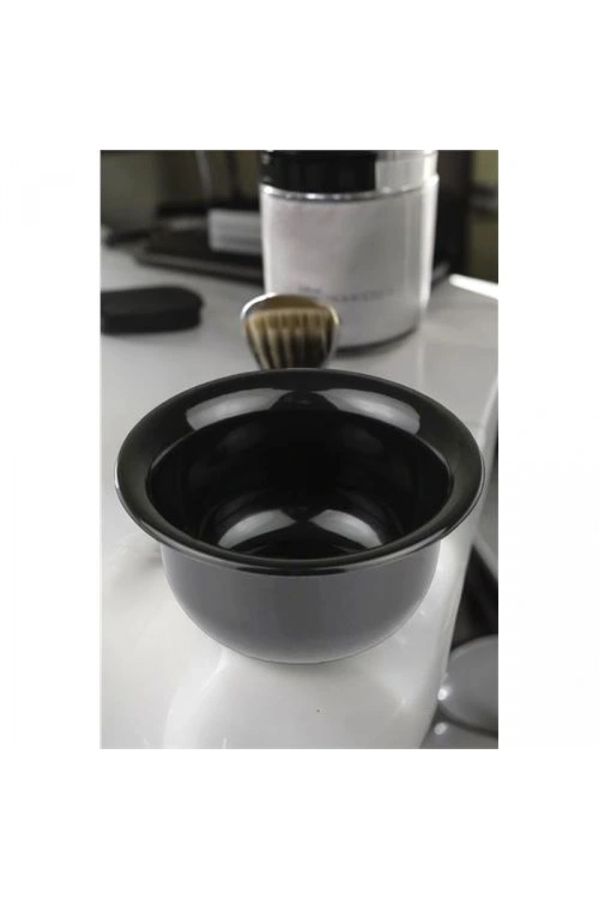 Profesyonel Siyah Tıraş Tası  - Berber Tipi Ergonomik Sabun Köpürtme Kabı -