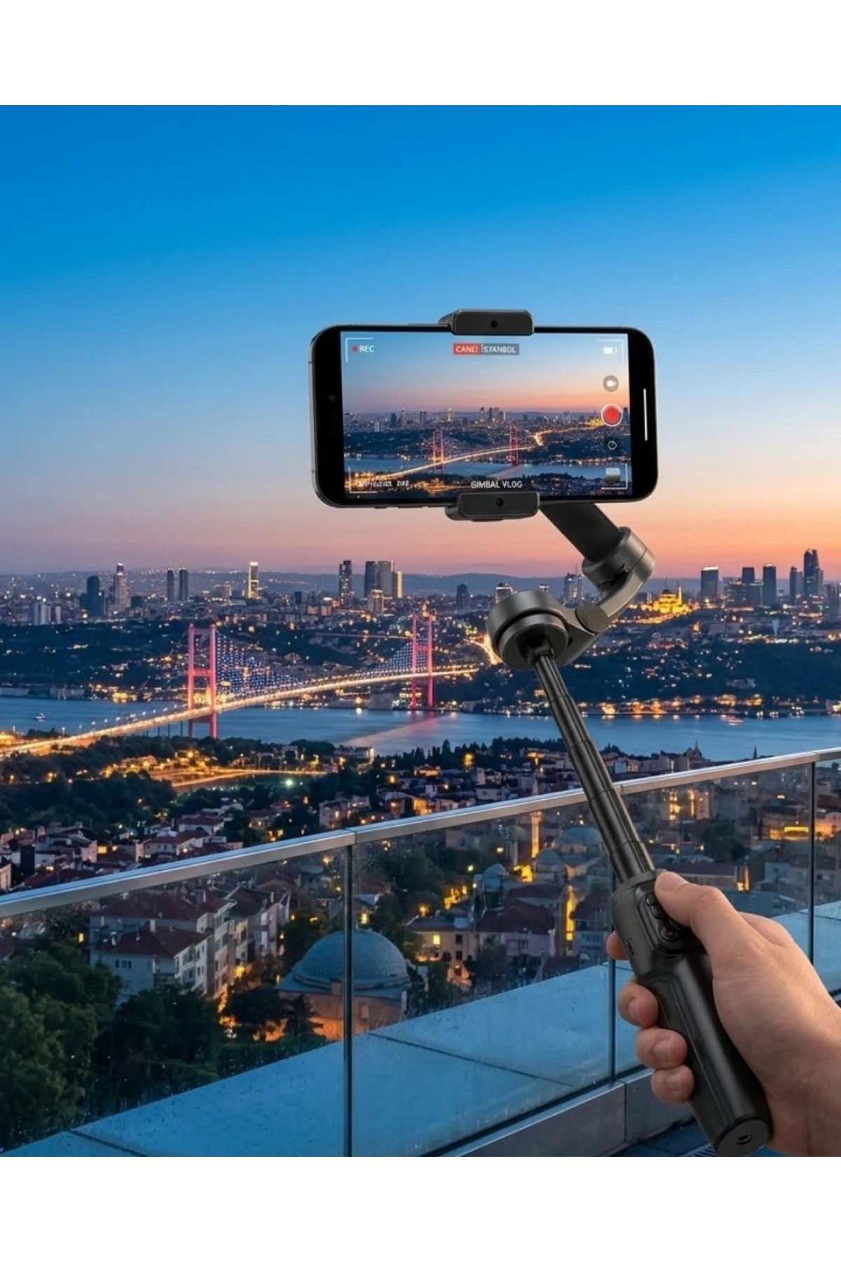 Profesyonel Telefon Gimbal Stabilizer 3 Axis Video Sabitleyici Vlog Tripod