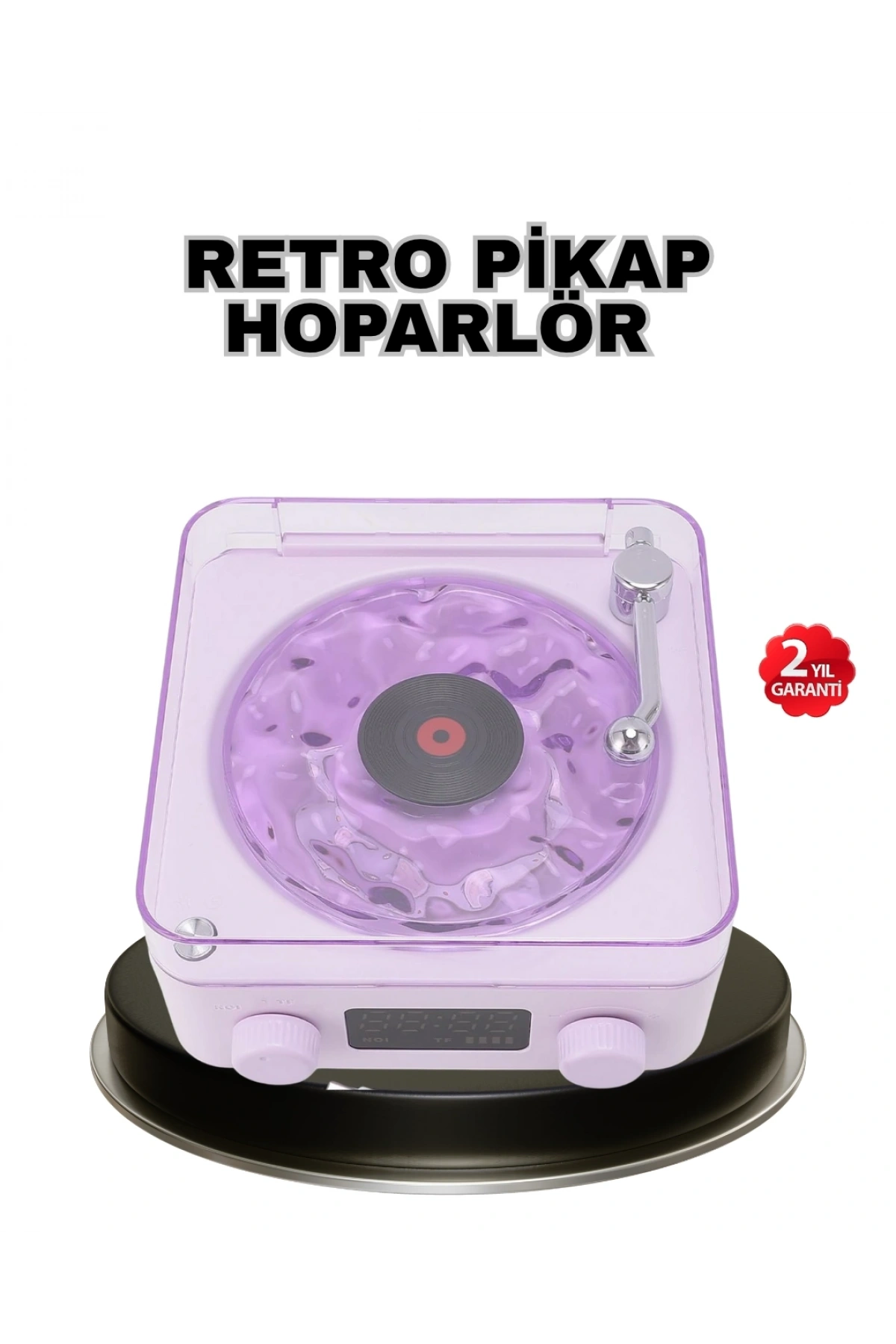 Projektör Işıklı Retro Hoparlör Bluetooth AUX USB Hafıza Kartlı 360° Sesli Şarjlı