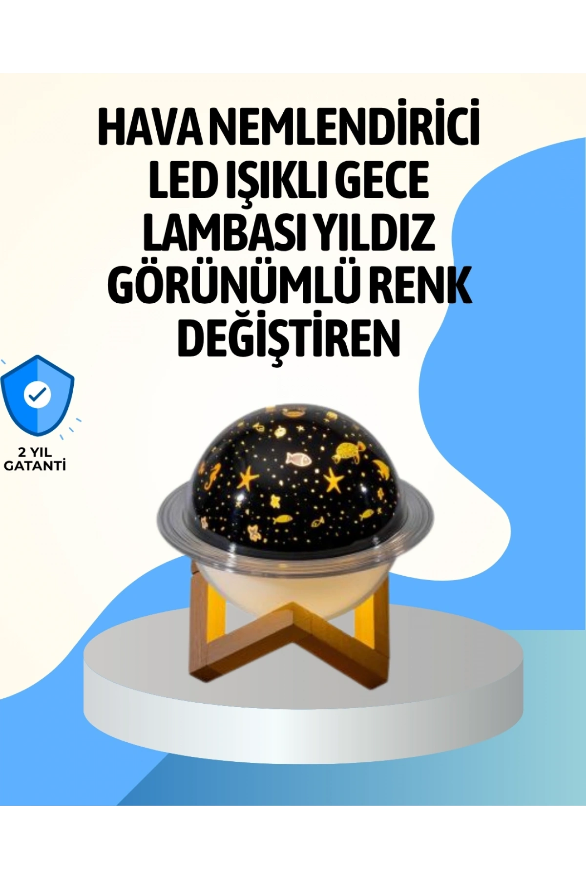 Projektör ışıklı ve aromaterapi destekli taşınabilir nemlendirici cihaz USB bağlantılı