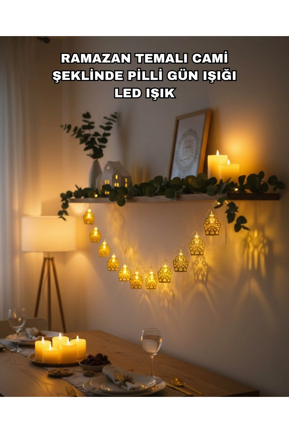 Ramazan Bayram Süslemesi İçin LED Işık Cami Figürlü Dekoratif Tasarım