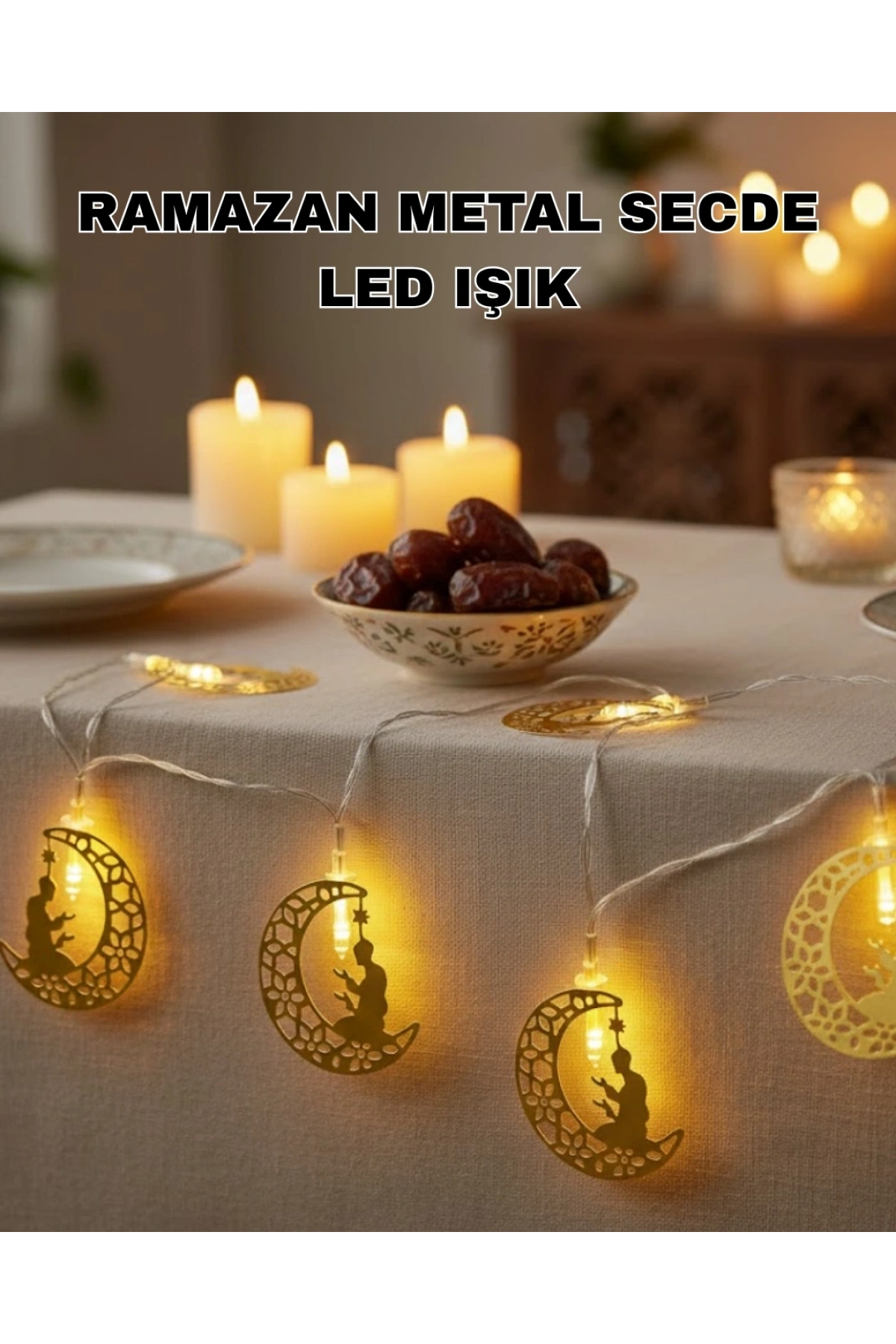 Ramazan Temalı Ay İçinde Secde Eden Adam LED Peri Işığı