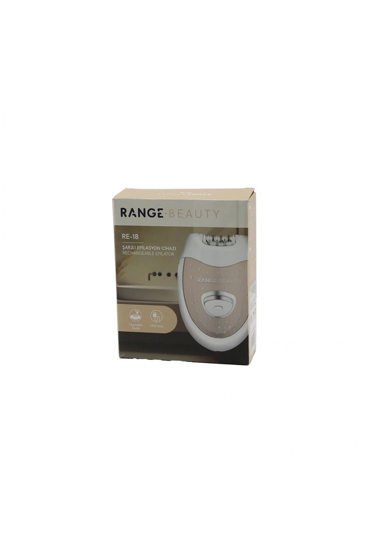 RANGE BEAUTY RE-18 EPİLASYON CİHAZI EPİLATÖR USB ŞARJLI=50DK 2 KADEME HIZ YIKANABİLİR BAŞLIK=18 ÇİFT CIMBIZ (5047)