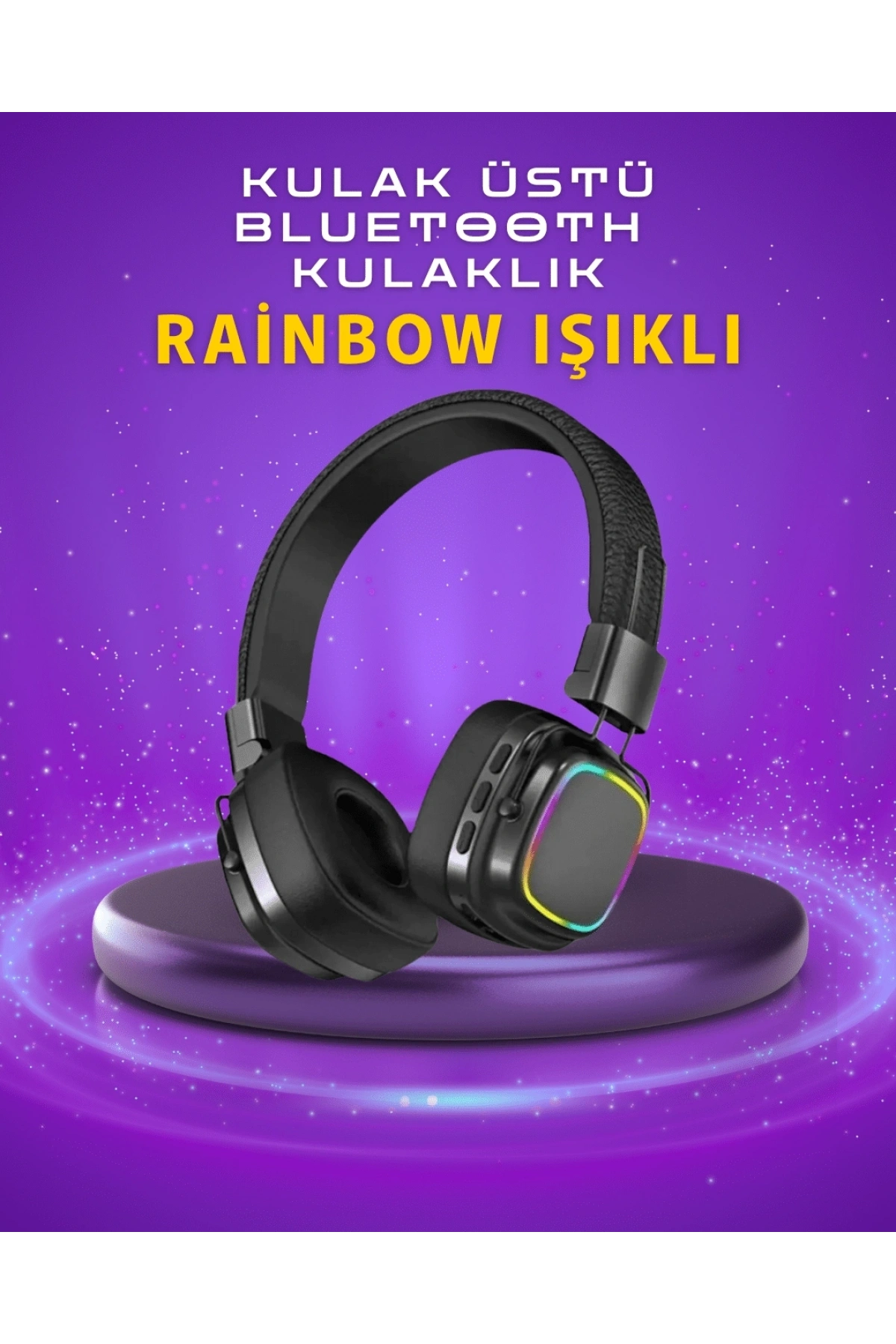 Renkli Işık Efektli Bluetooth 5.3 Müzik Kulaklığı