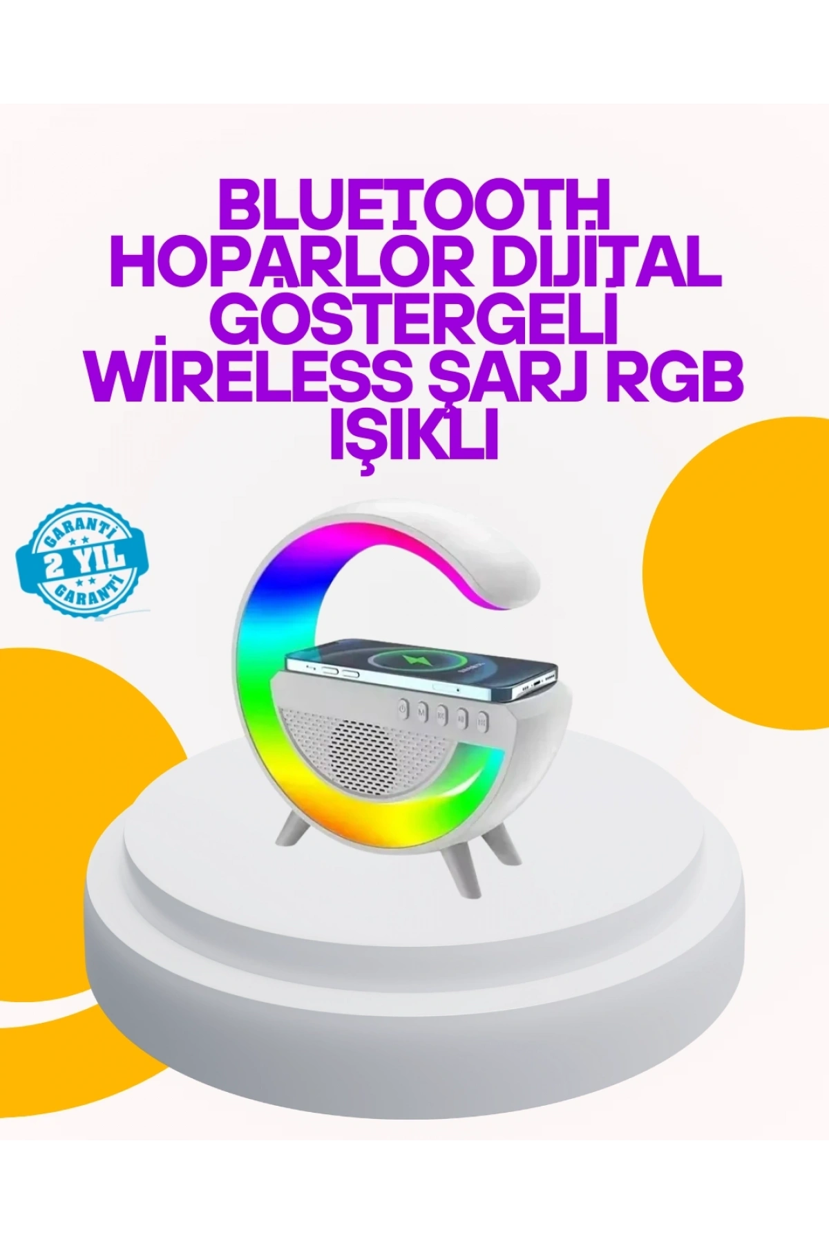 Renkli Işıklı 15W Kablosuz Şarjlı Masa Lambası