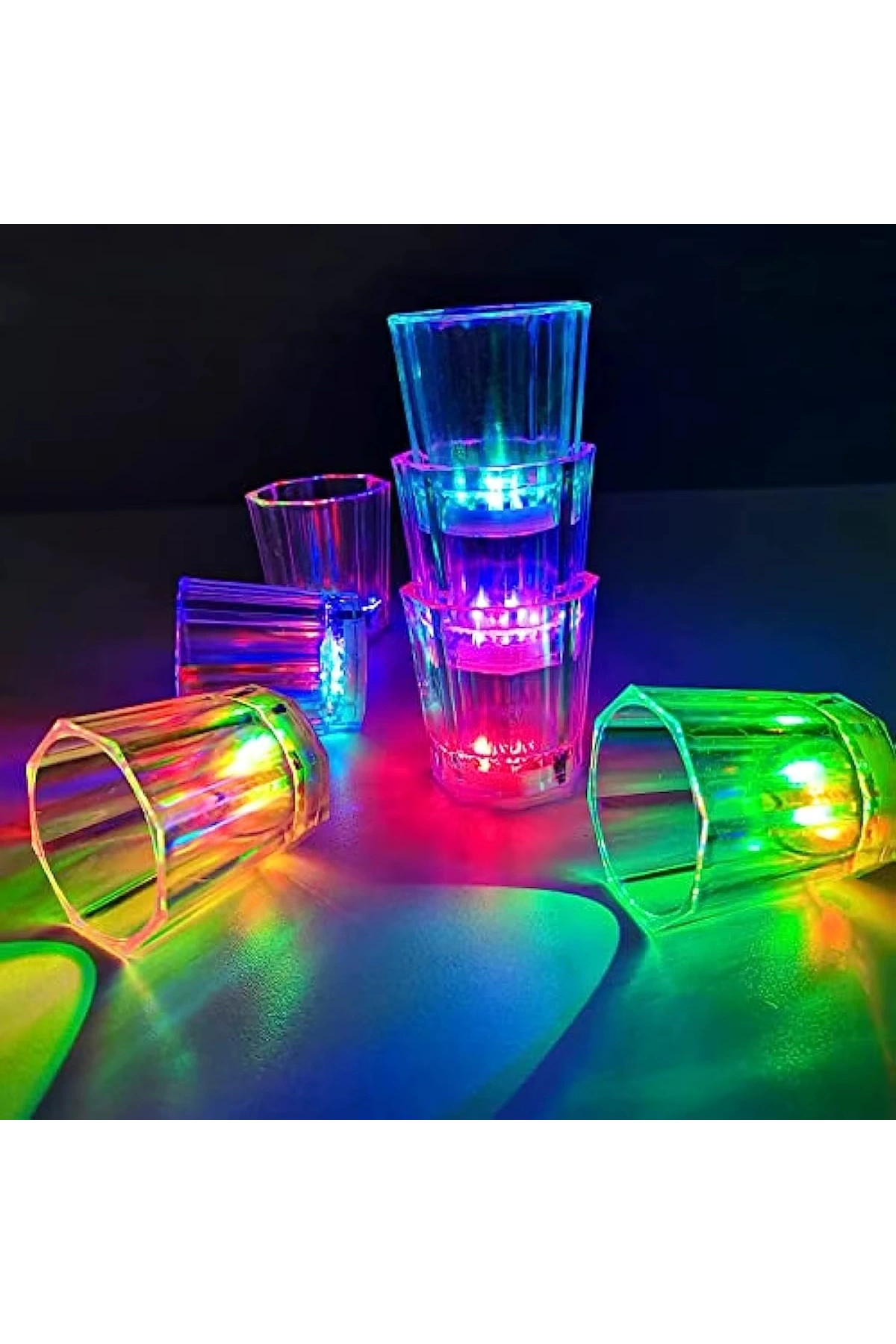 Renkli Led Parlayan Fiber Optik Glow Işıklı Bardak 5,5 x 5,5 cm (5047)