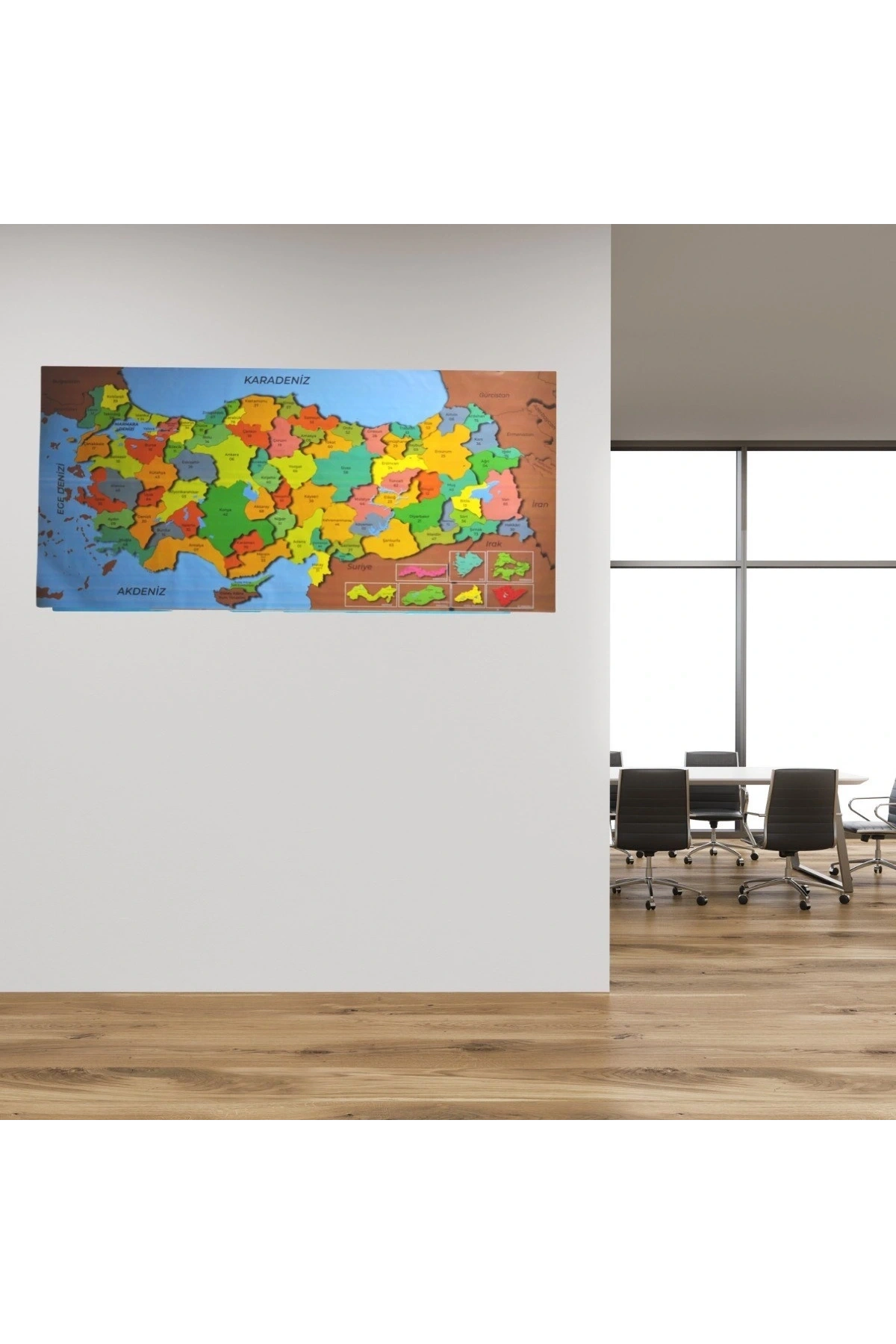 Renkli Türkiye Haritası Manyetik Yapıştırıcı Gerektirmeyen Duvar Stickerı 118 CM * 56 CM (5047)