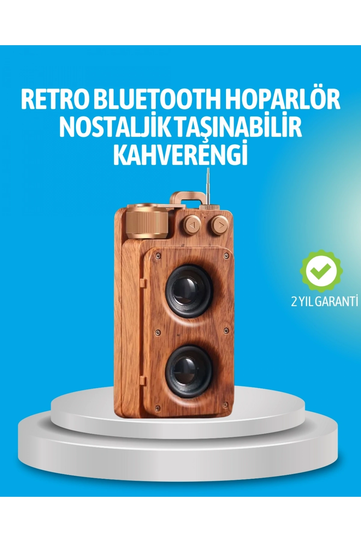 Retro Bluetooth Hoparlör Ahşap Görünümlü 5W Çift Stereo Ses