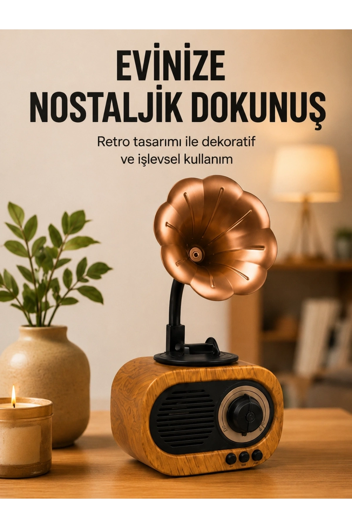 Retro Tasarımlı Mini Bluetooth Hoparlör ve FM Radyo Çoklu Medya Yeni Nesil