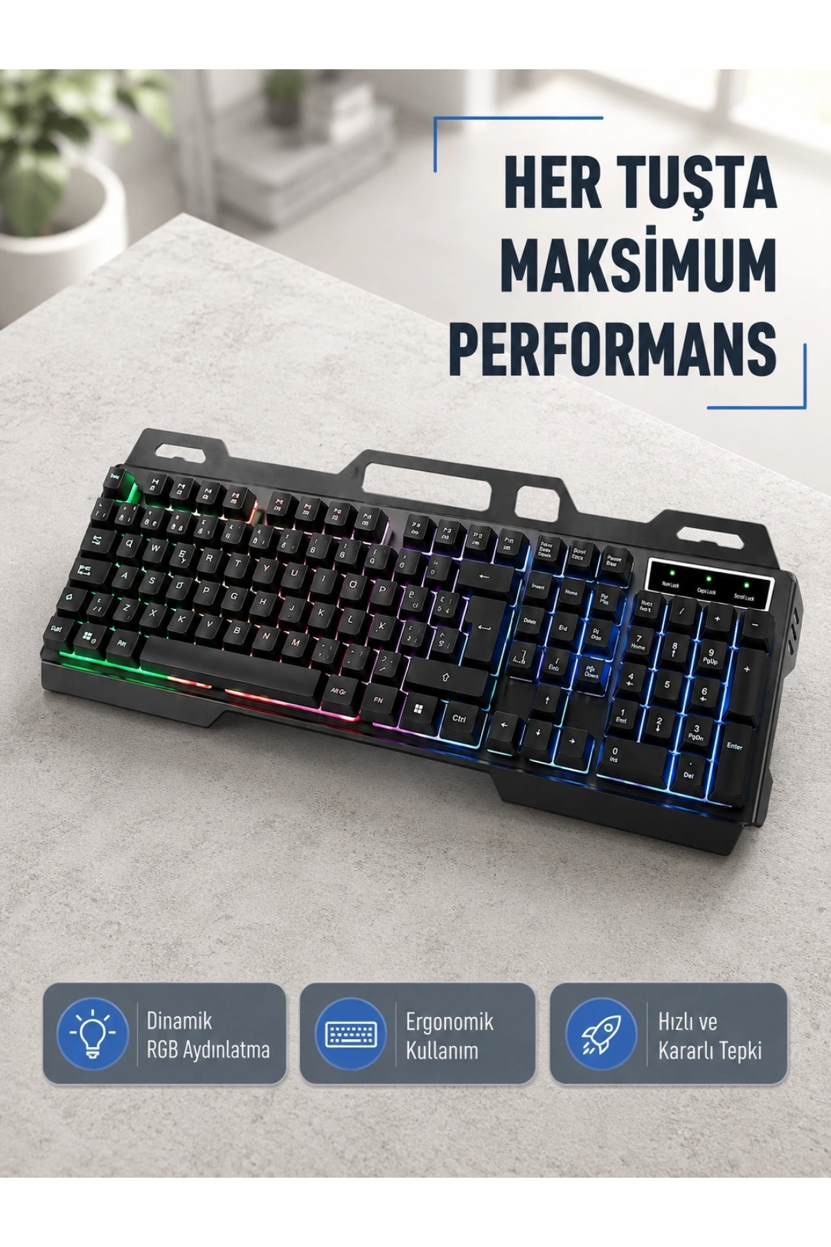 RGB Aydınlatmalı Klavye Mouse Seti – USB Bağlantılı, Türkçe Q, Ayarlanabilir DPI, Ergonomik Yapı