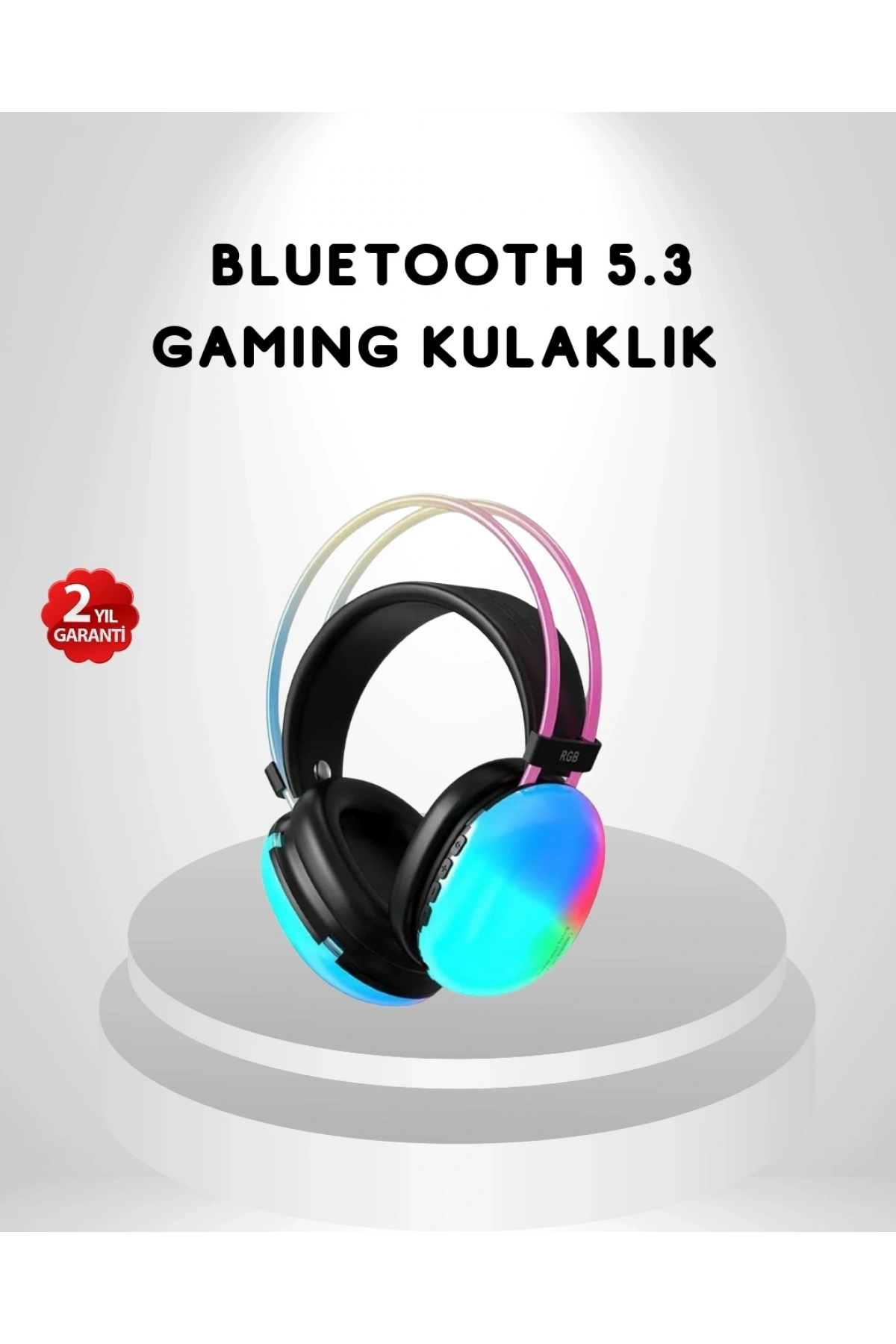 RGB Işıklı Kablosuz Kulaklık Bluetooth 5.3 800mAh Ergonomik IPX4 Dayanıklı