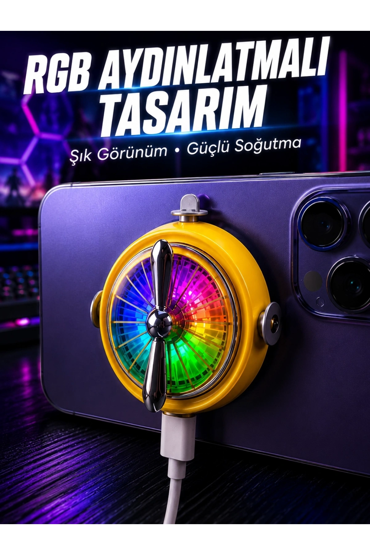 RGB Işıklı Manyetik Telefon Oyun Soğutucu Fan