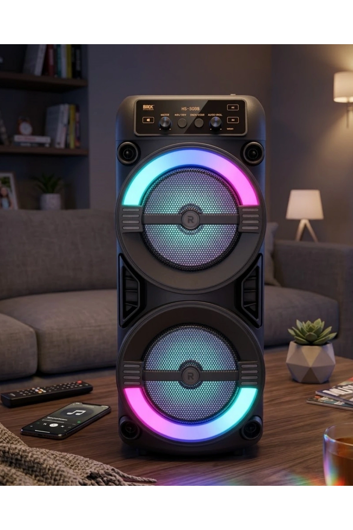RGB Işıklı Taşınabilir Bluetooth Hoparlör Güçlü Stereo Ses