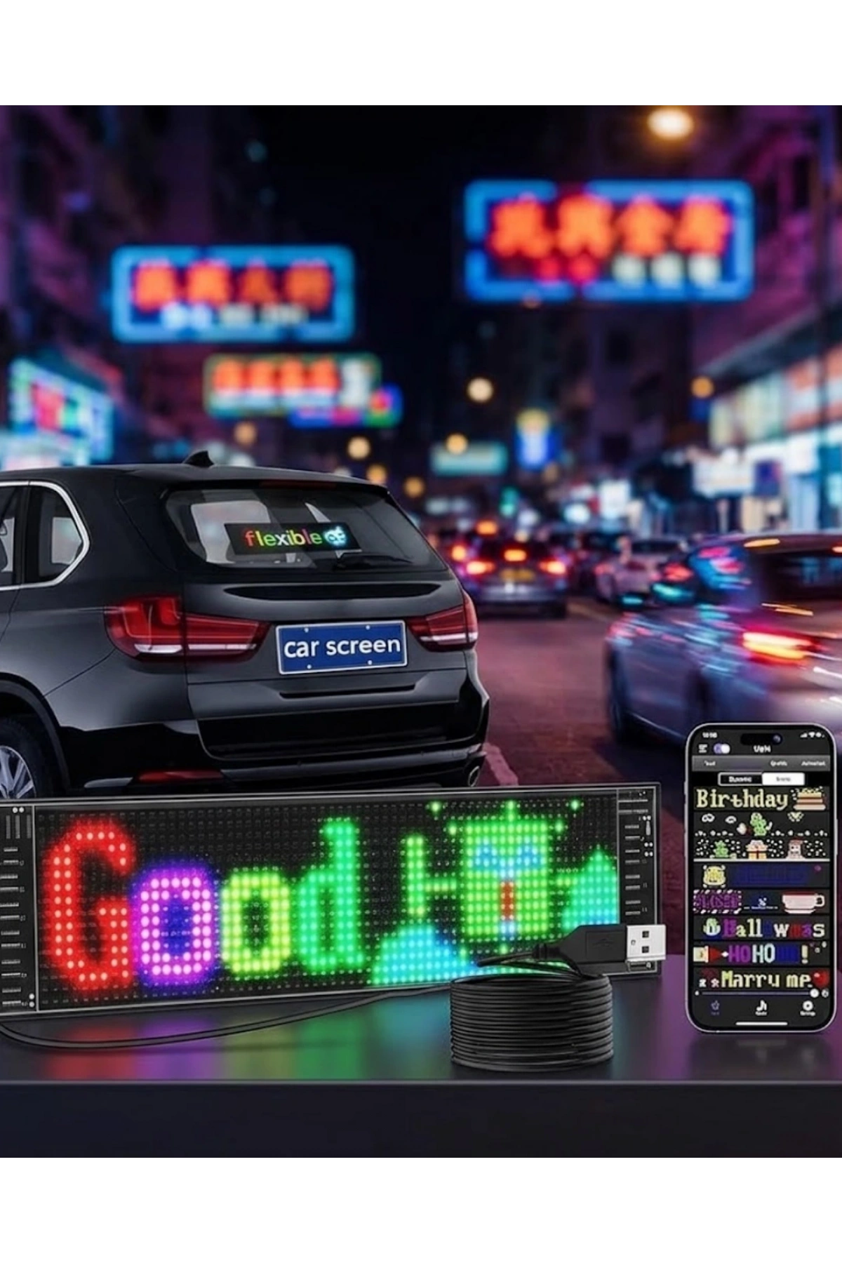 RGB Kayan Yazı LED Panel Telefon Kontrollü Animasyonlu Akıllı Ekran