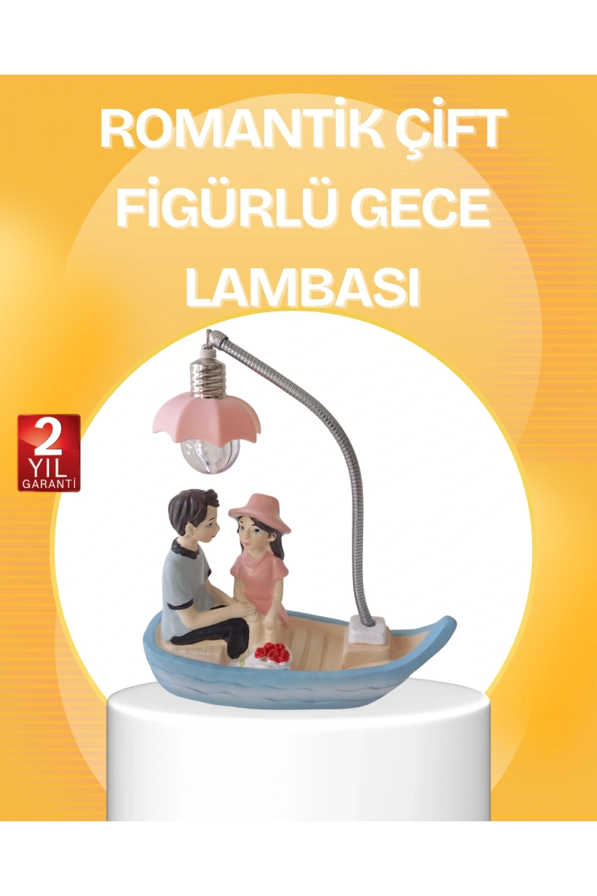 Romantik Çift Figürlü Gece Lambası Sandal Model Sevgiliye Özel Hediye