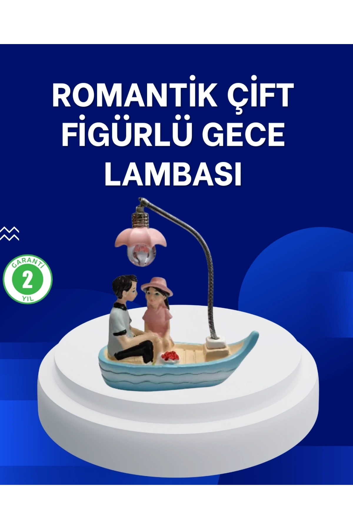 Romantik Sandal Üzerinde Çift Figürü LED Gece Lambası Masa Dekoru