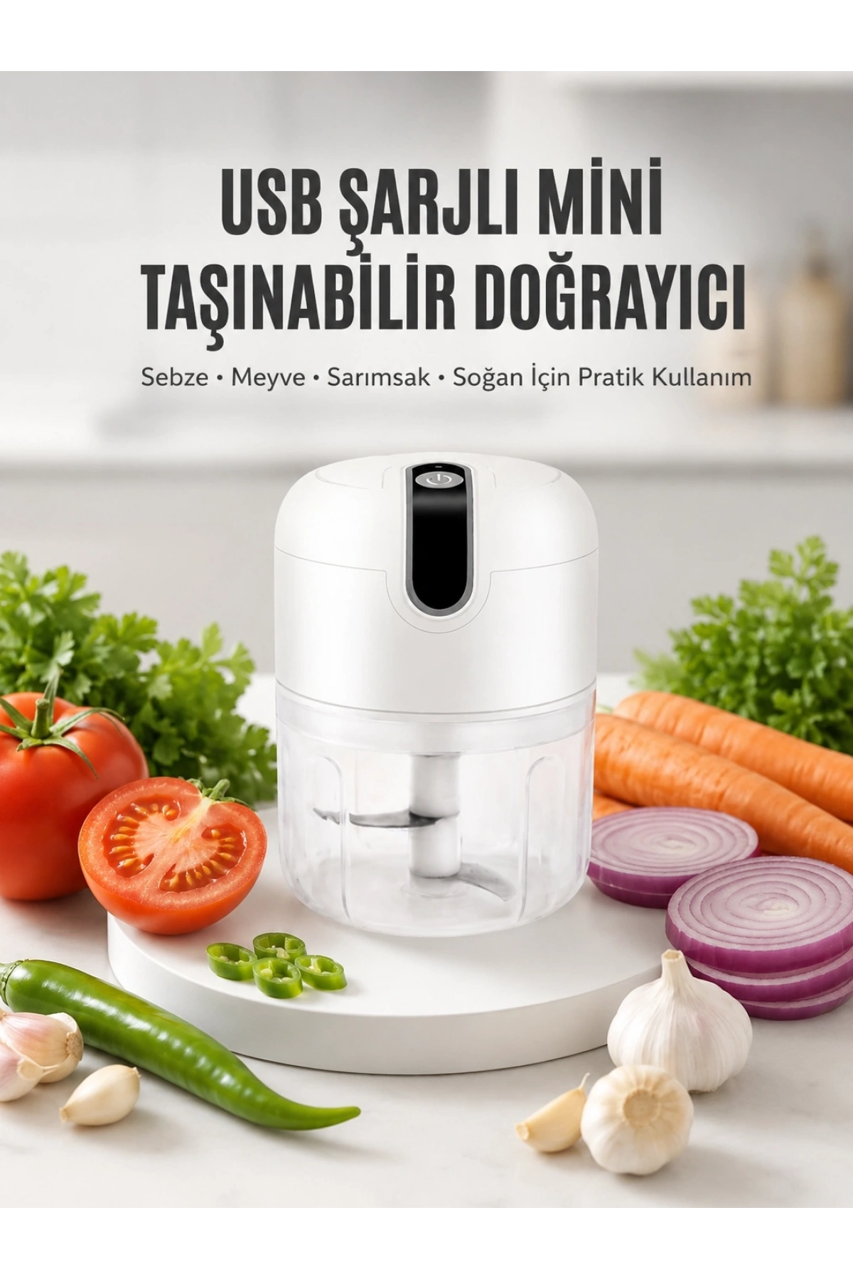 Rondo Doğrayıcı 250 ML Taşınabilir USB Şarjlı Pratik El Rondo Blender (Kopya)