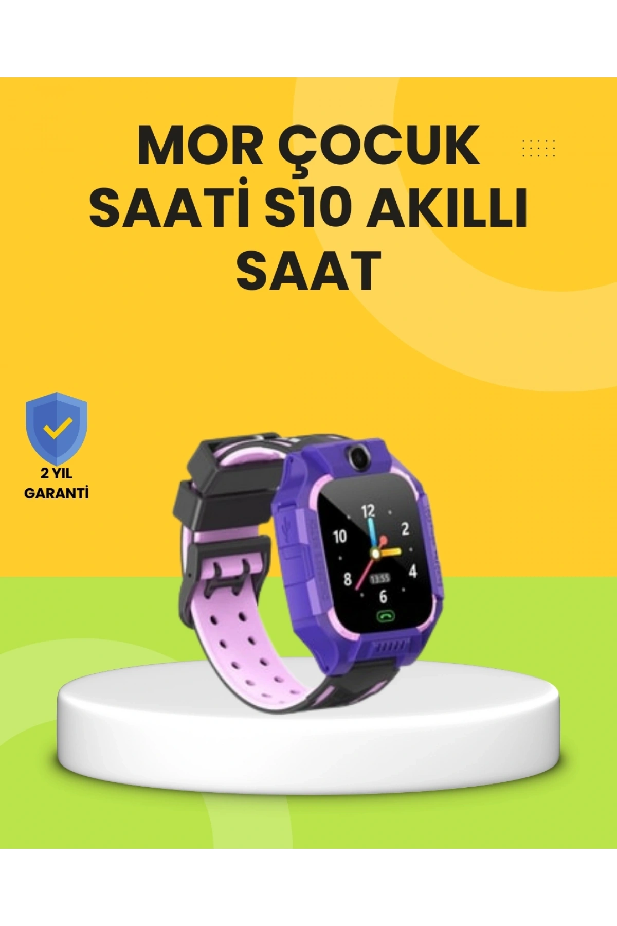 S10 Akıllı Çocuk Saati Mor Tasarım Adımsayar ve Alarm Fonksiyonlu