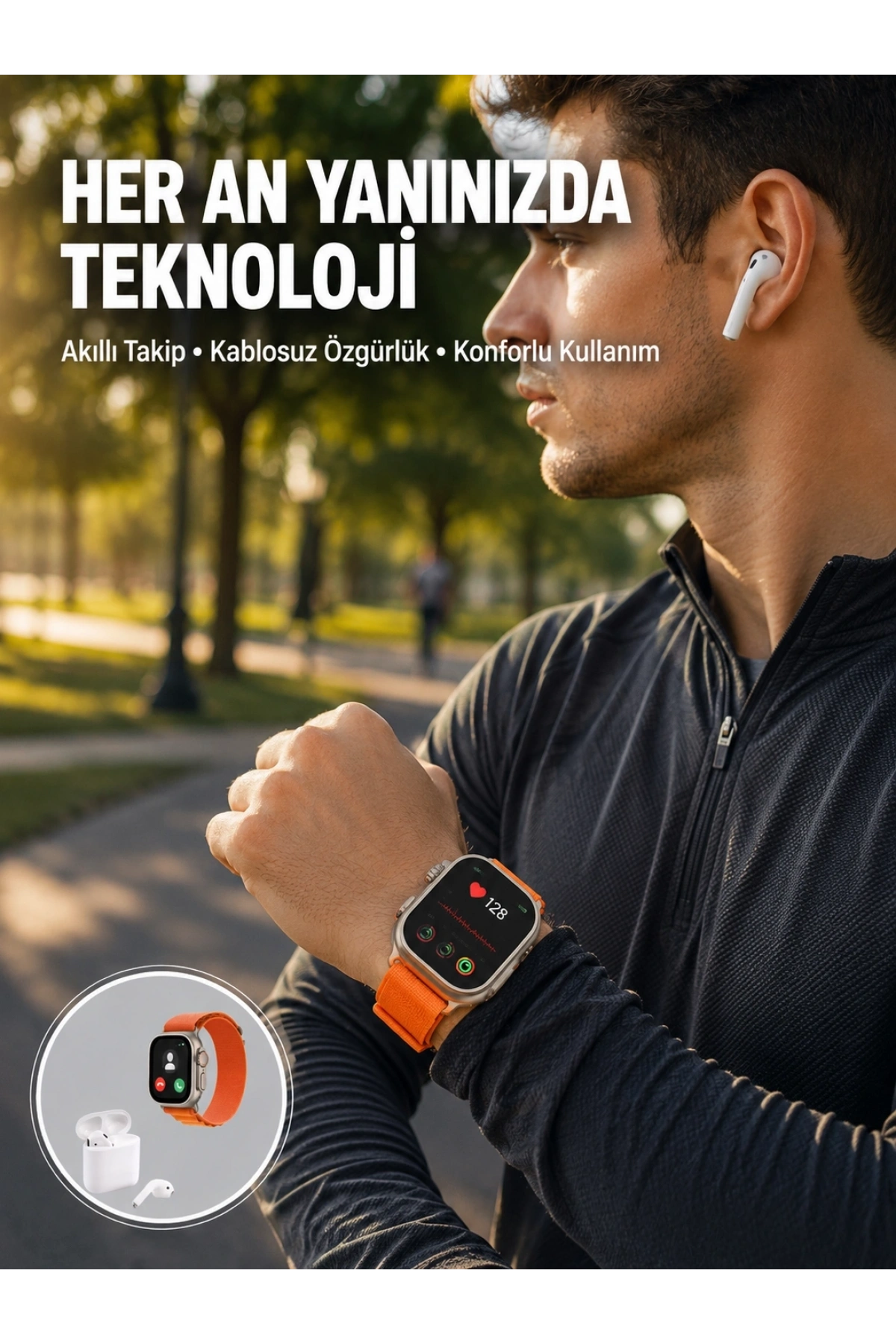 S8 Ultra Akıllı Saat ve Bluetooth Kablosuz Kulaklık 2’li Set Yeni Nesil