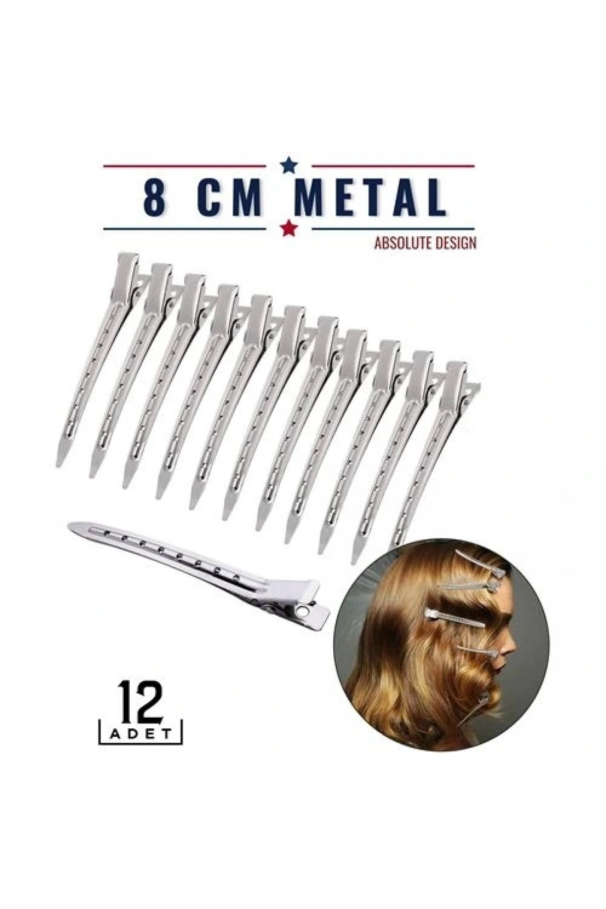 Saç Klipsi Metal Toka 12 Adet Absolute Design