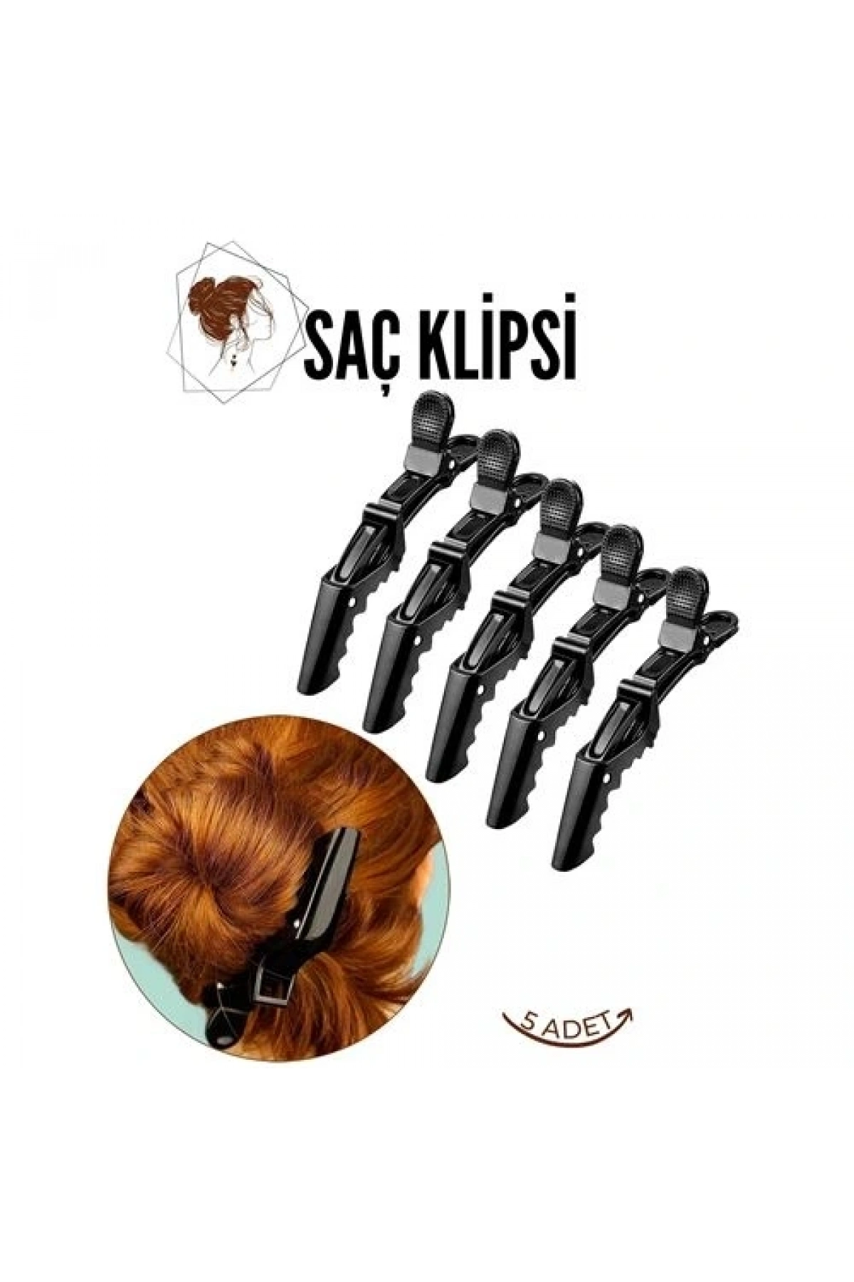 Saç Pensi Saç Klipsi 5 Adet Crocodile Design