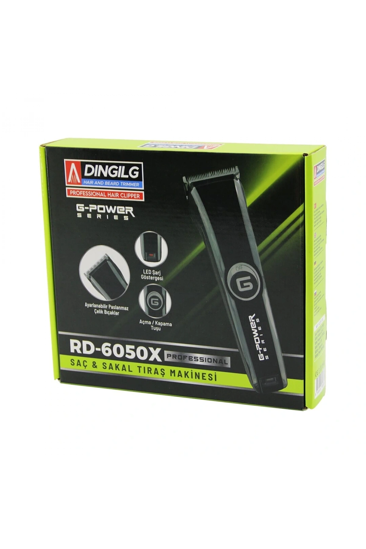 SAÇ SAKAL KESME - TRAŞ MAKİNESİ FİŞ ŞARJLI=LED GÖSTERGE AYARLI BIÇAK=0.1-05MM RD-6050X G-POWERG-PLUS (5047)