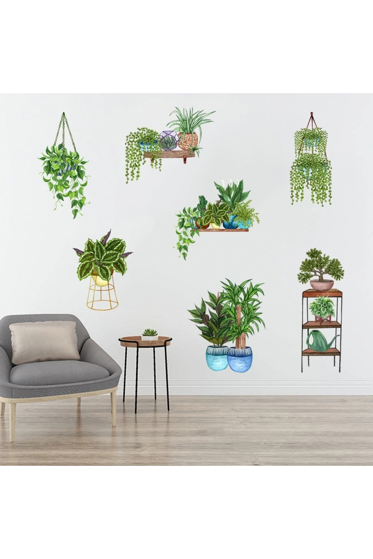 Saksılı Çiçek Tasarımlı Yapışkanlı Sticker (5047)