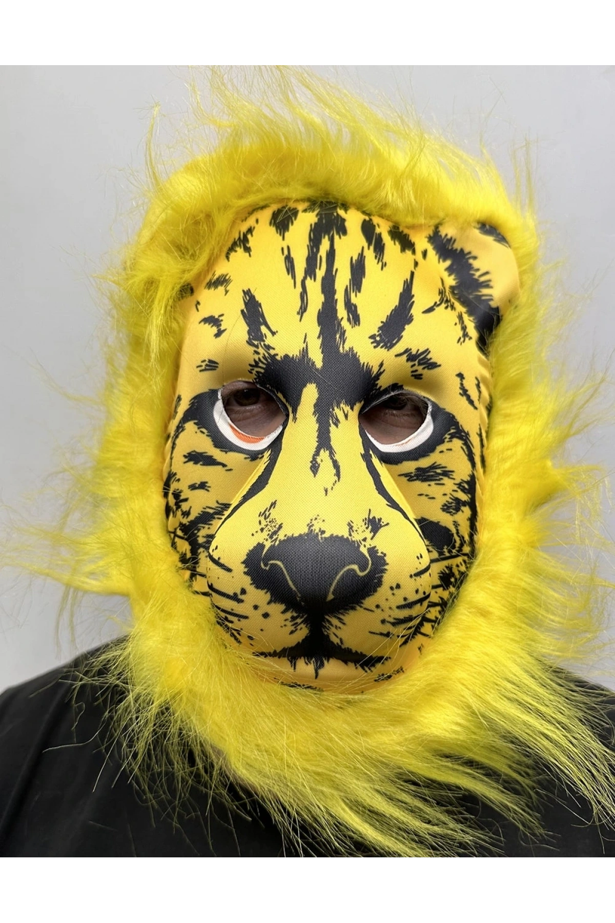 Sarı Yeleli Sarı Saçlı Aslan Maskesi Mega Peluş 2 No (5047)
