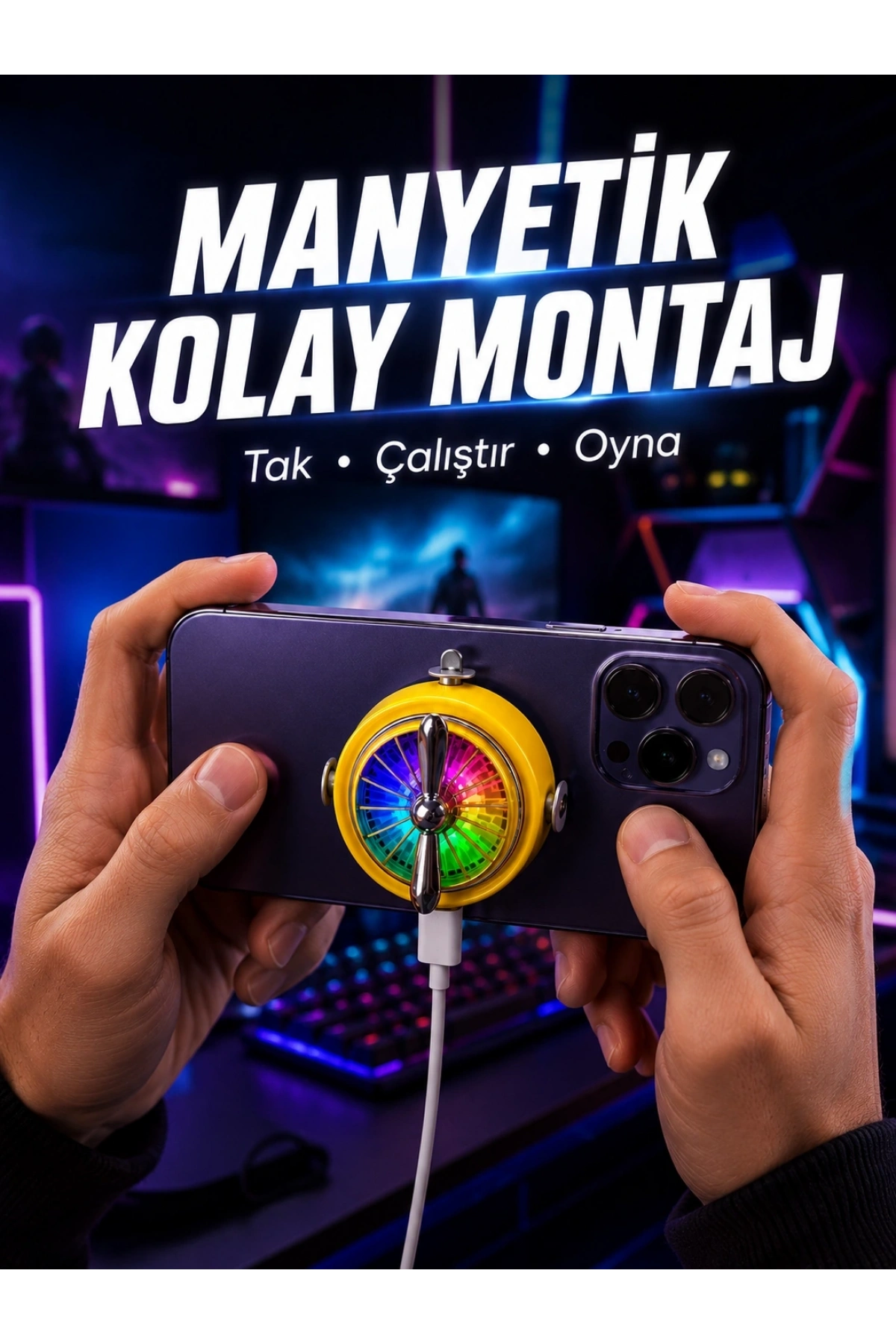 Şarj Edilebilir RGB Telefon Soğutucu Oyun Fanı