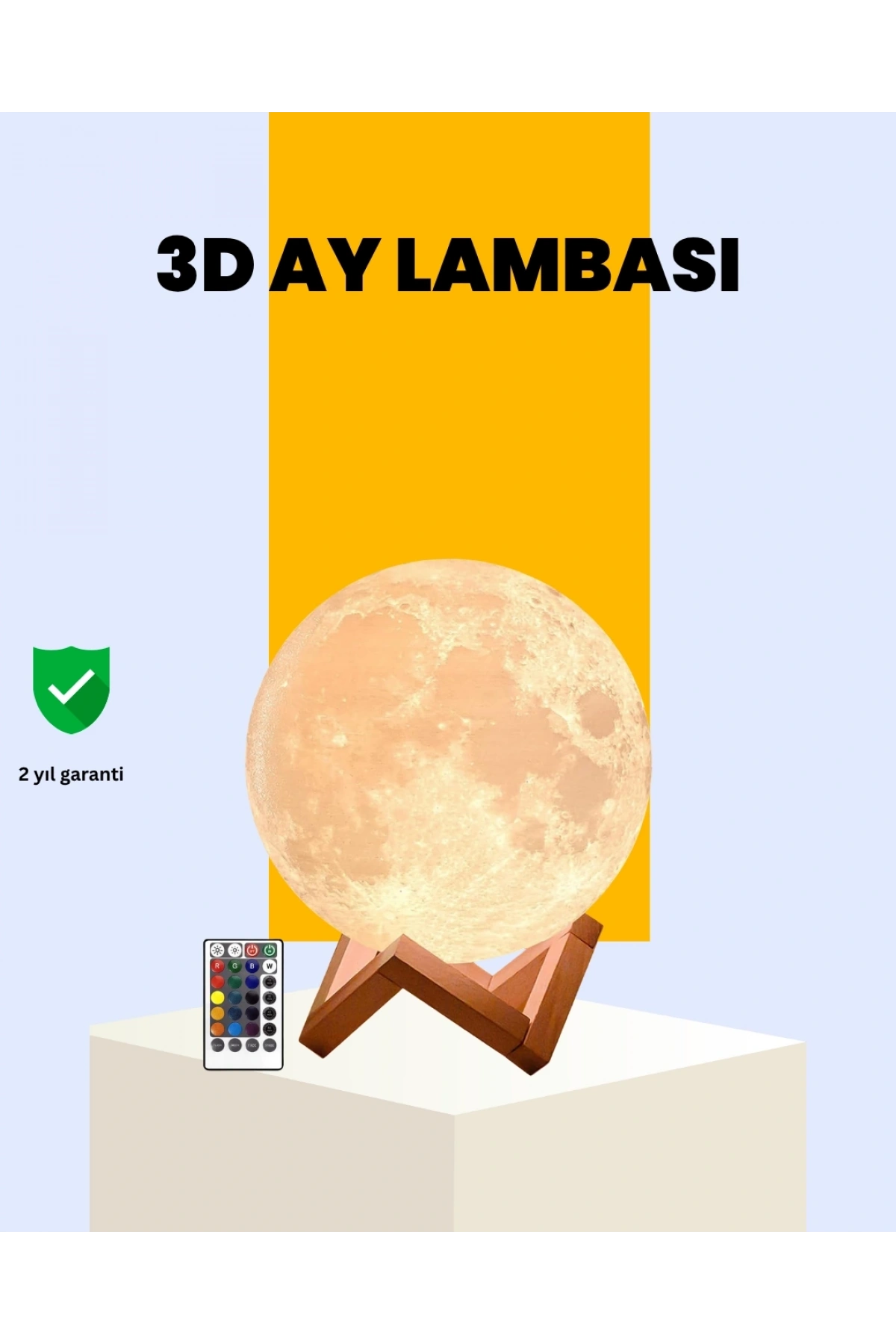 Şarjlı 3D Baskılı 16 Renk Ay Lambası  Stand