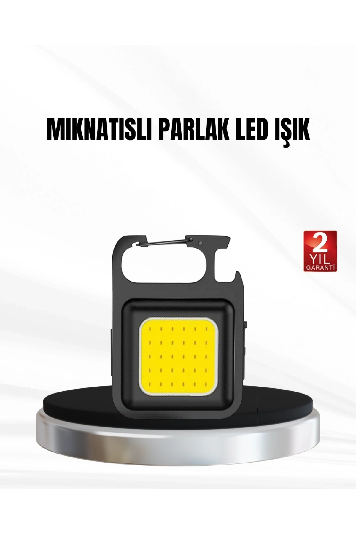 Şarjlı COB LED Anahtarlık Fener – 4 Modlu, Manyetik ve Katlanabilir Standlı