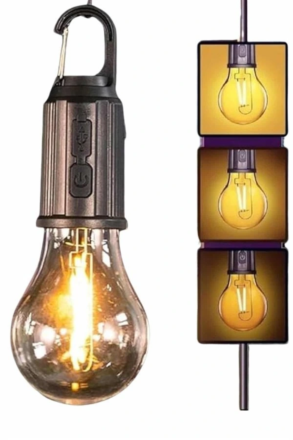 Şarjlı Dekoratif Kamp Lambası Askılı Ampul Led Işık Type-C Girişli