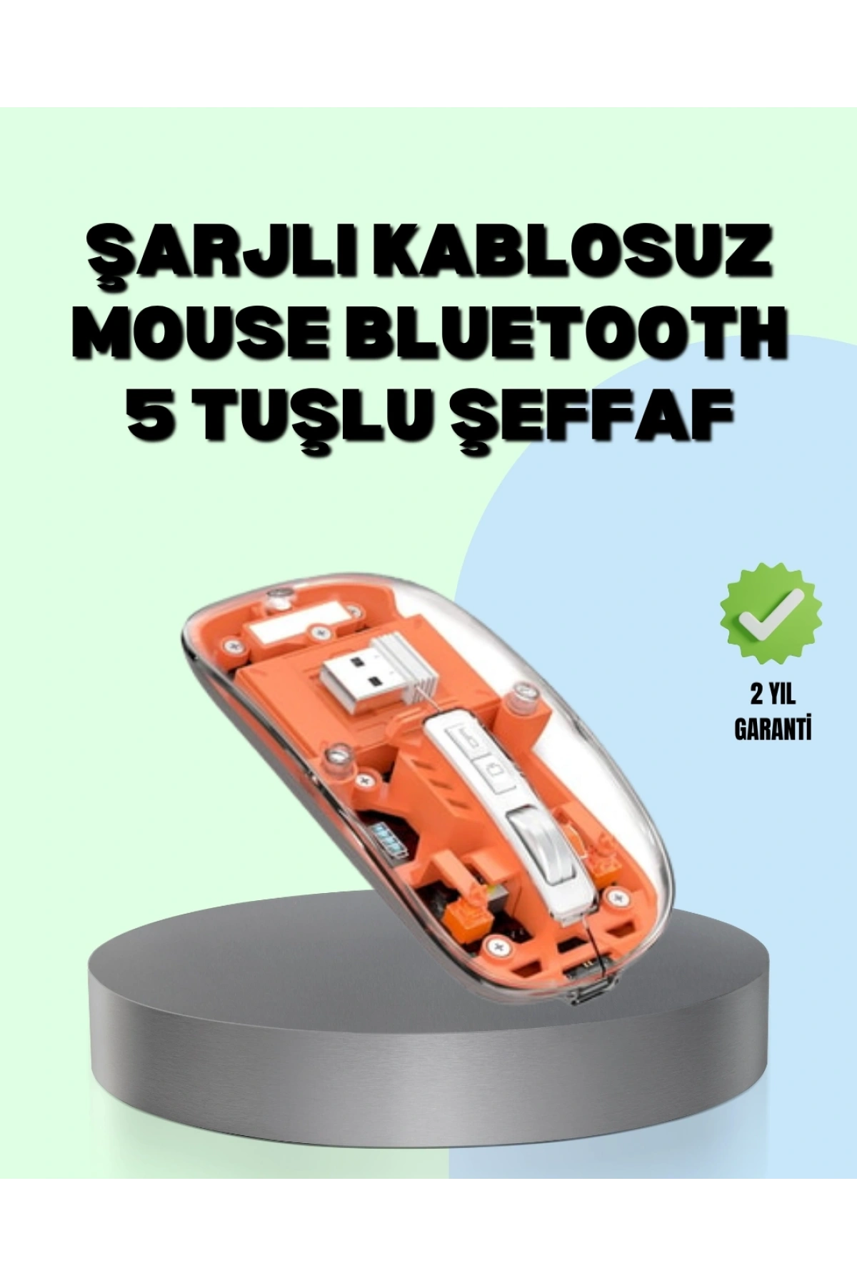Şarjlı Ergonomik Fare – 1600 DPI, Sessiz Tıklama Özellikli