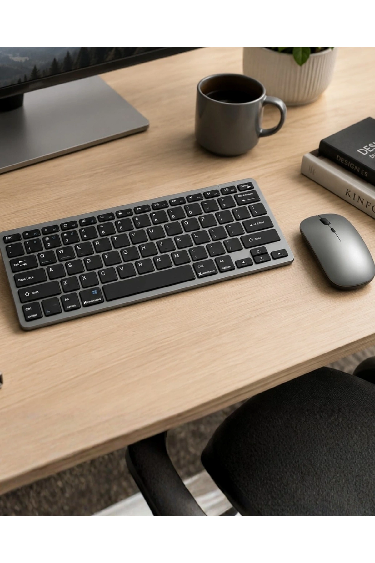 Şarjlı Kablosuz Klavye ve Mouse Seti Kompakt Taşınabilir Tasarım