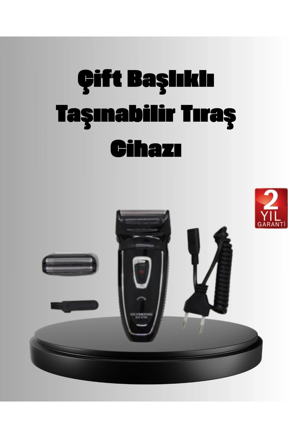 Şarjlı Kablosuz Tıraş Makinesi Çift Başlık Kuru Tıraş Ergonomik Taşınabilir