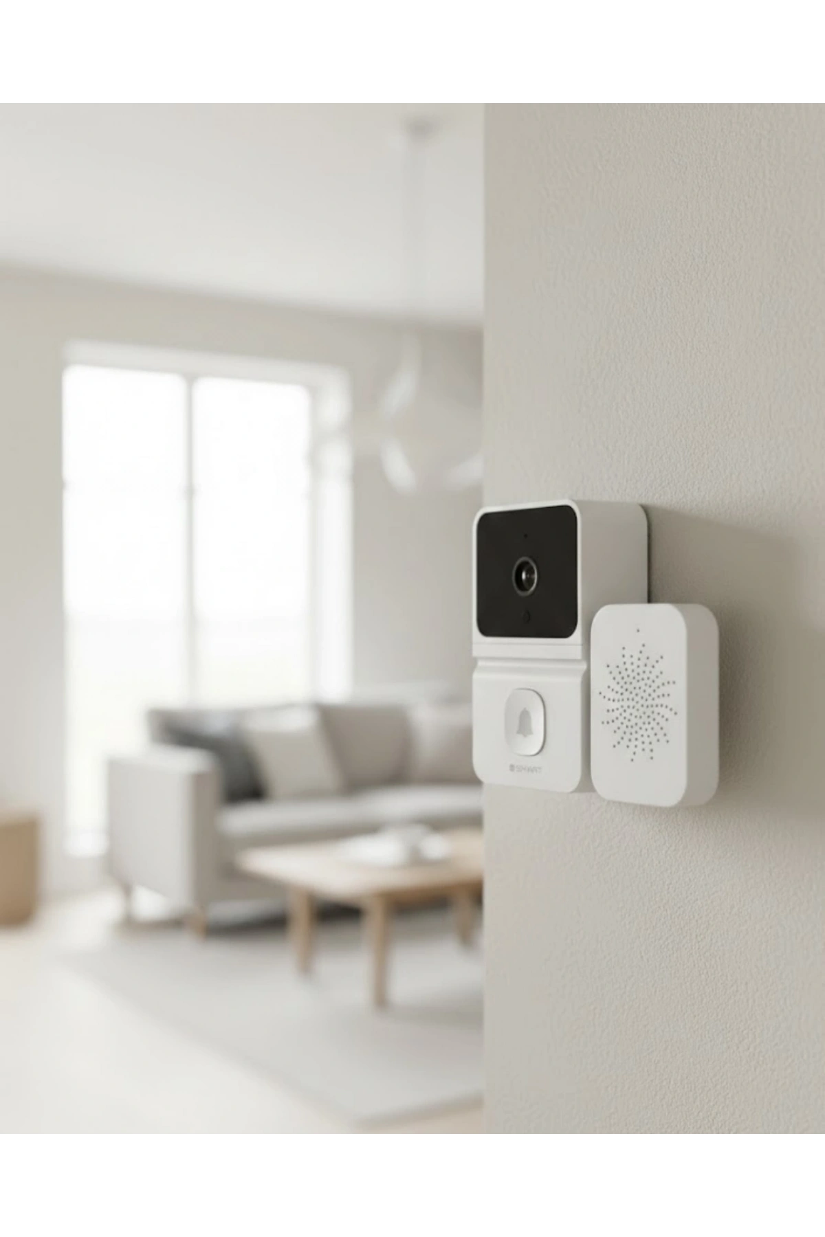 ŞARJLI KAMERALI KAPI ZİLİ BEYAZ