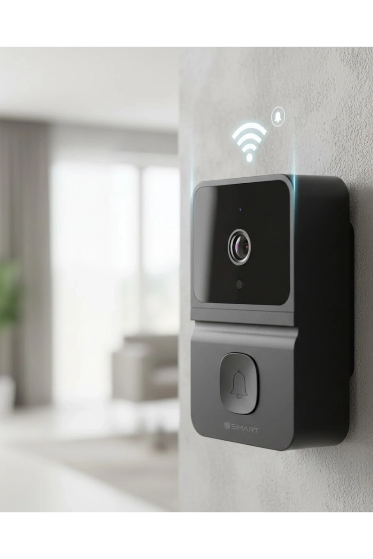 ŞARJLI KAMERALI KAPI ZİLİ SİYAH