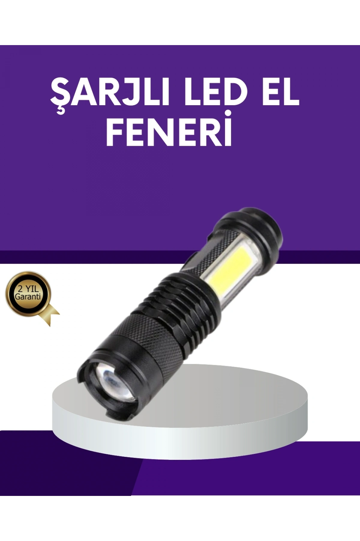 Şarjlı Mini LED El Feneri 2000 Lümen Su Geçirmez